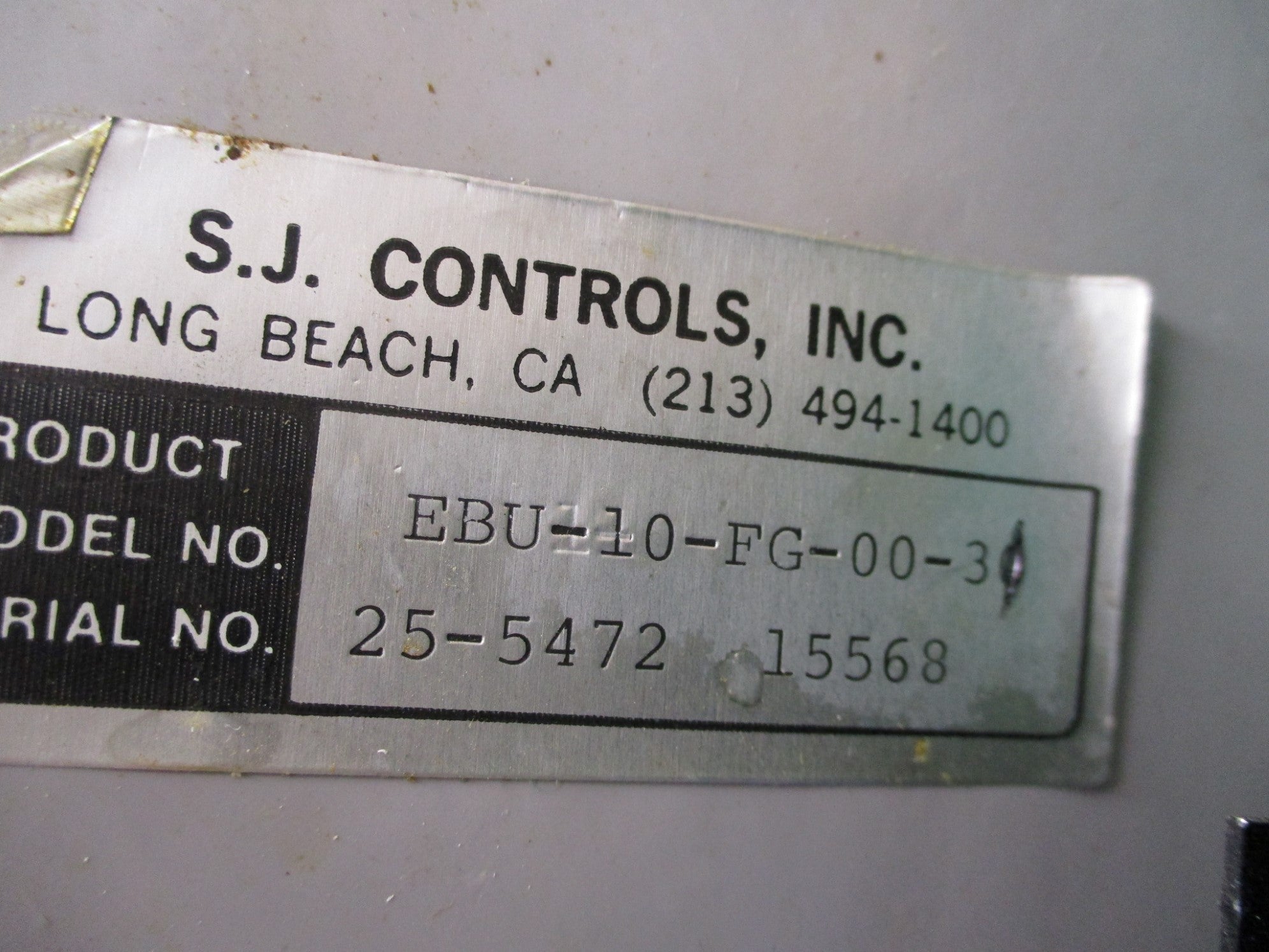 S.J. CONTROLS EBU-10-FG-00-31 UNMP
