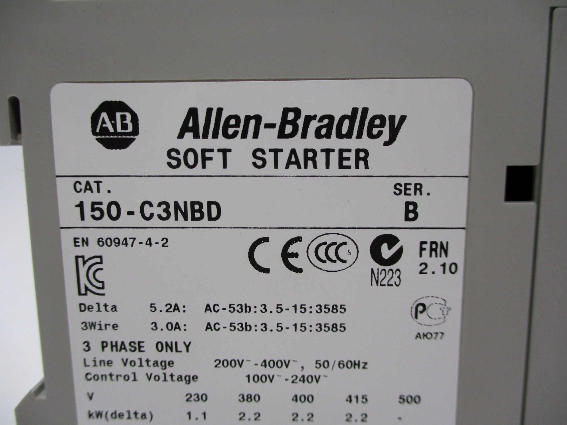 ALLEN BRADLEY 150-C3NBD SER. B F/W: 2.10 (BR/WH) NSMP