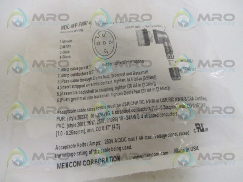 MENCOM MDC-4FP-FW07-R CONNECTOR * NEW IN FACTORY BAG *