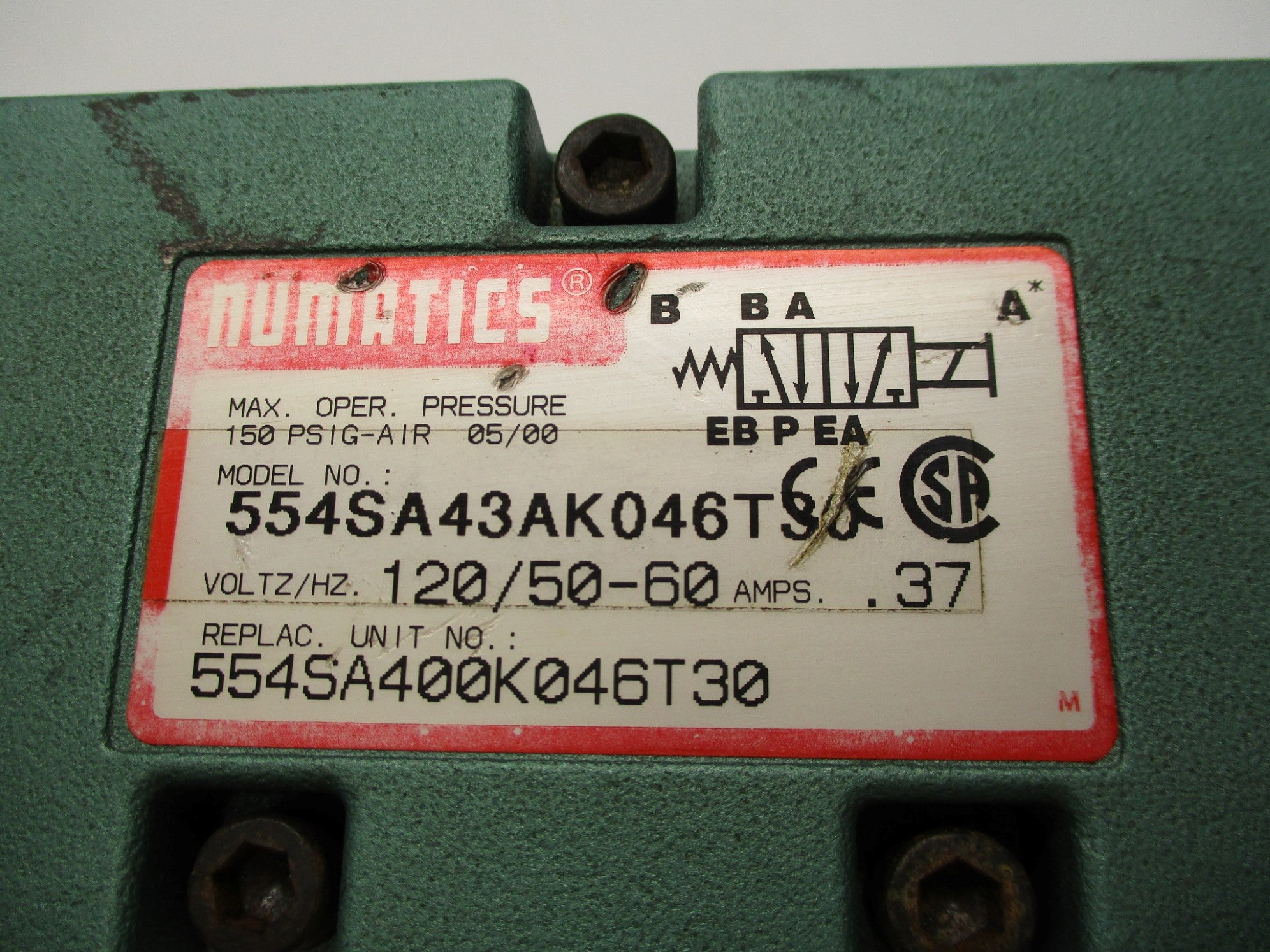 NUMATICS 554SA43AK046T30 120V NSNP