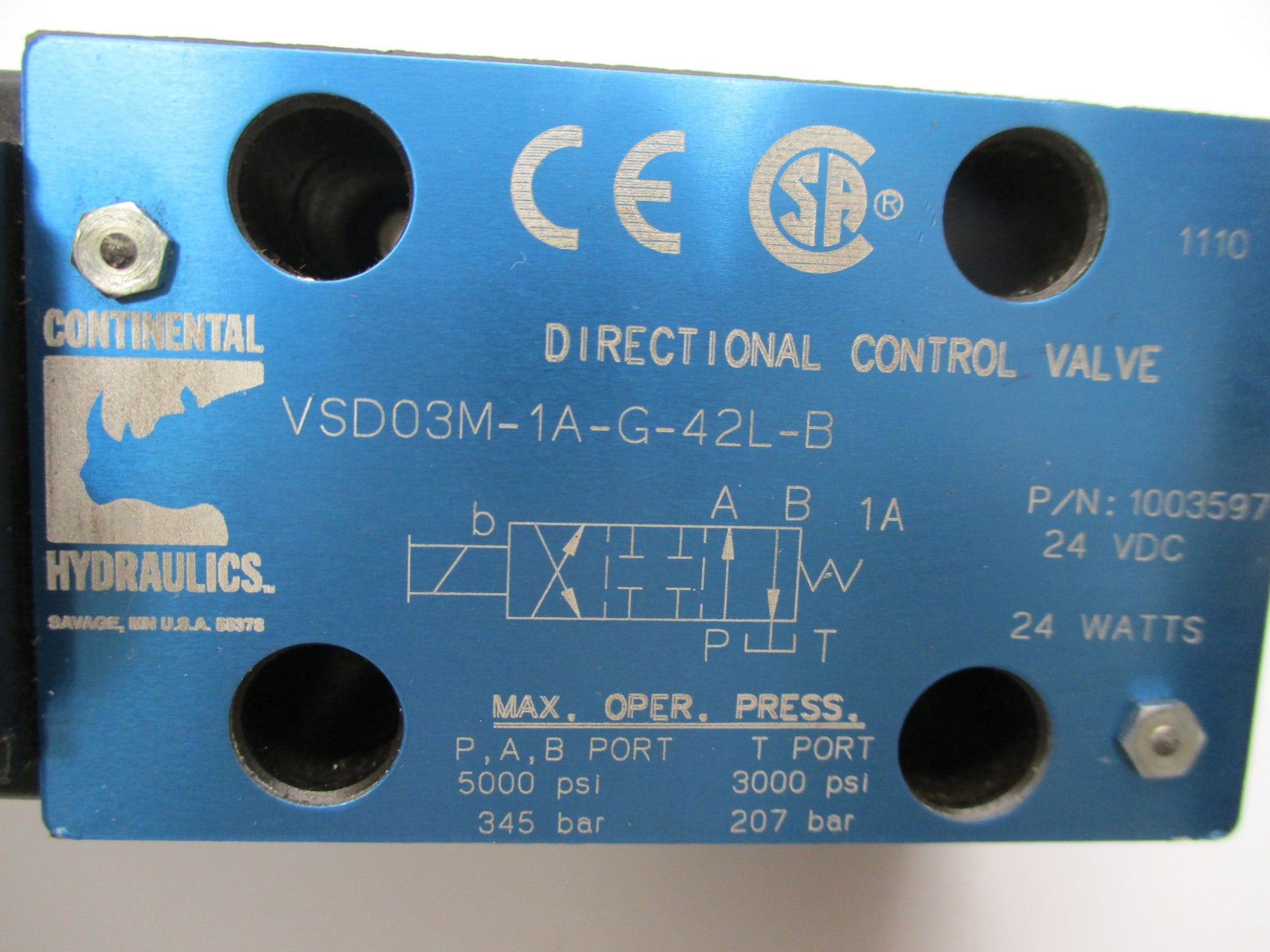 CONTINENTAL HYDRAULICS VSD03M-1A-G-42L-B 24VDC NSNP