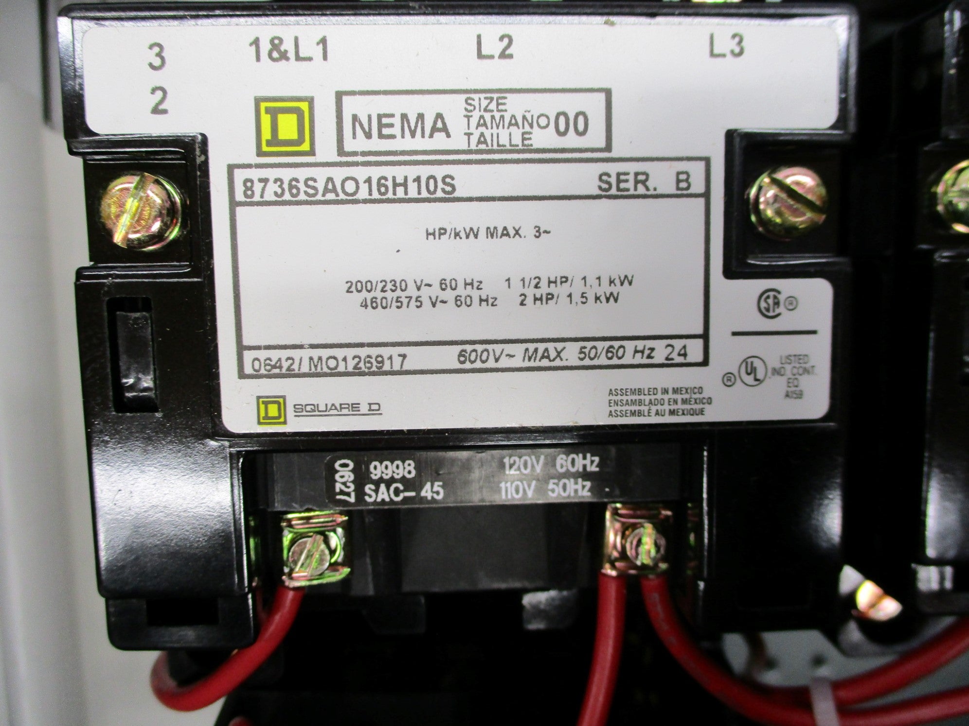 SQUARE D 8736SAG16V02H10S 120V SER. B NSMP