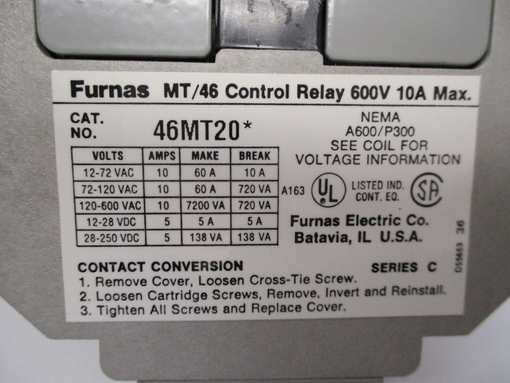 FURNAS 46MT20F SER. C 110/120V, 10A NSMP