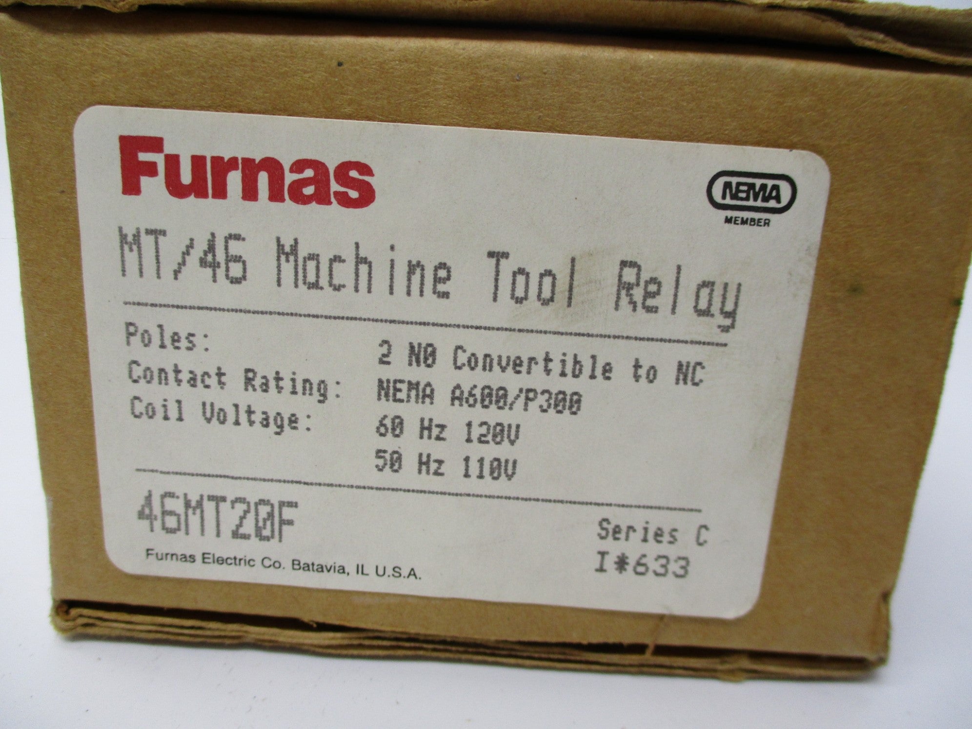 FURNAS 46MT20F SER. C 110/120V, 10A NSMP