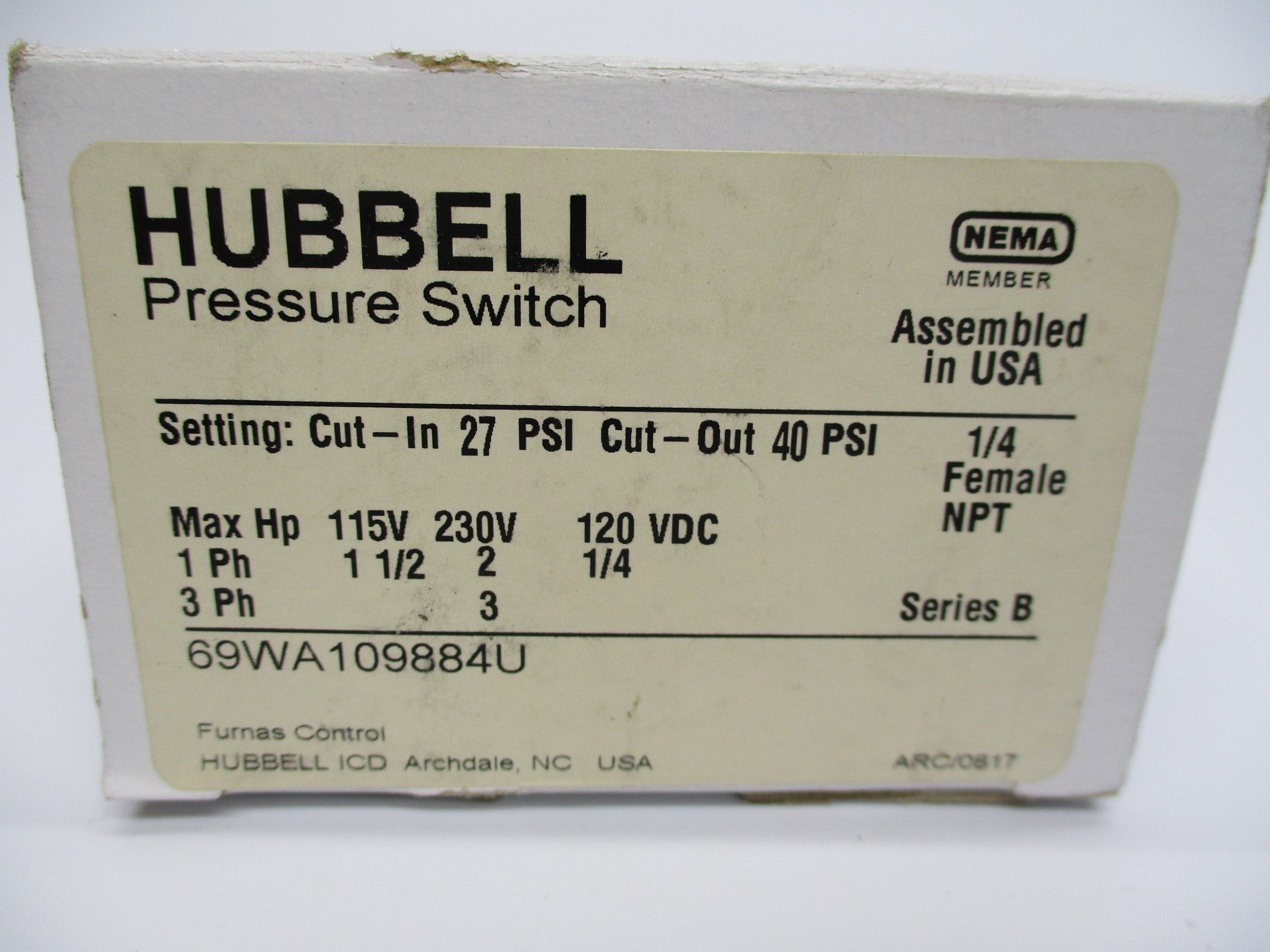 HUBBELL 69WA109884U SER. B NSMP