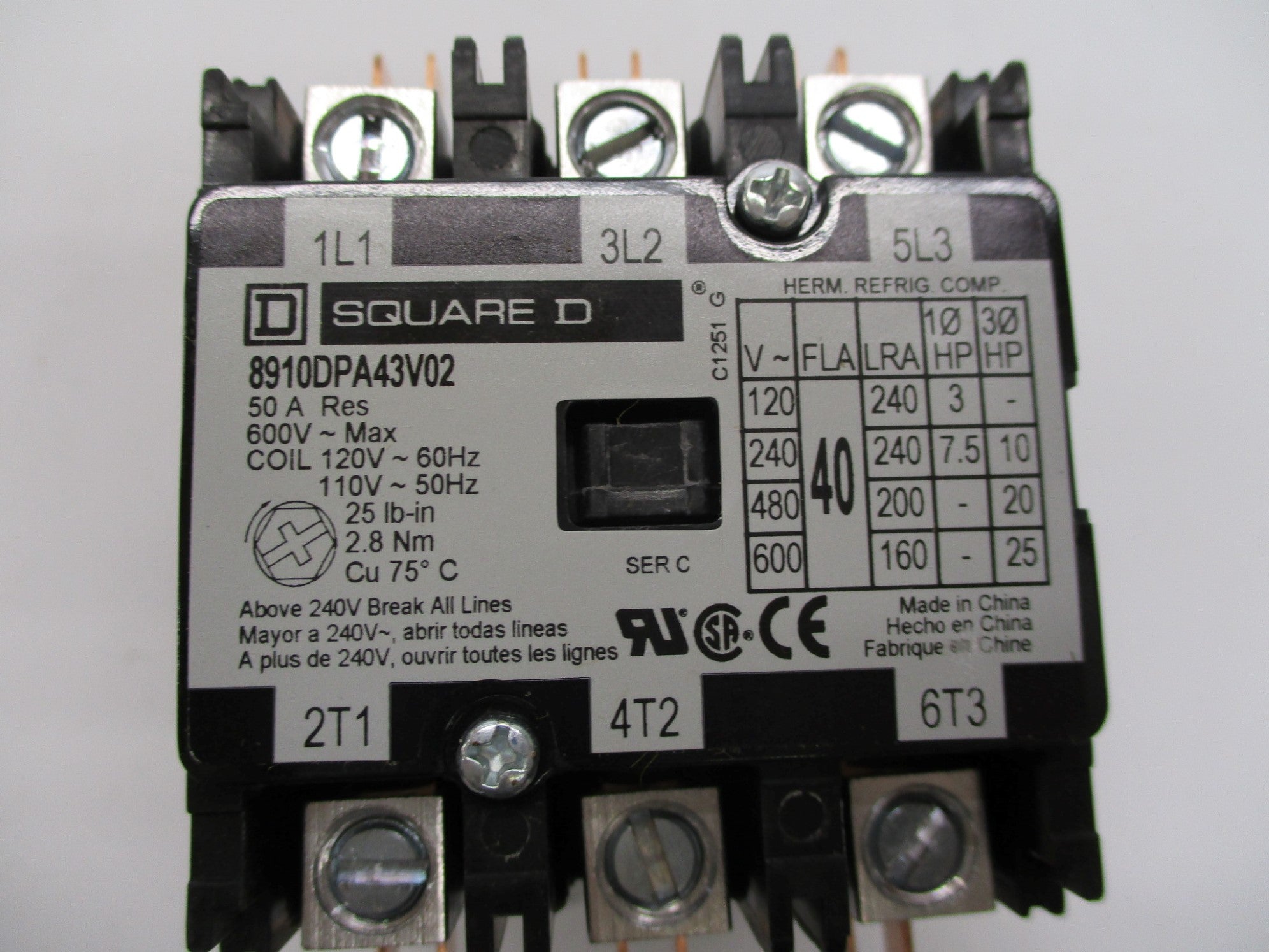 SQUARE D 8910DPA43V02 SER. C 120V NSMP