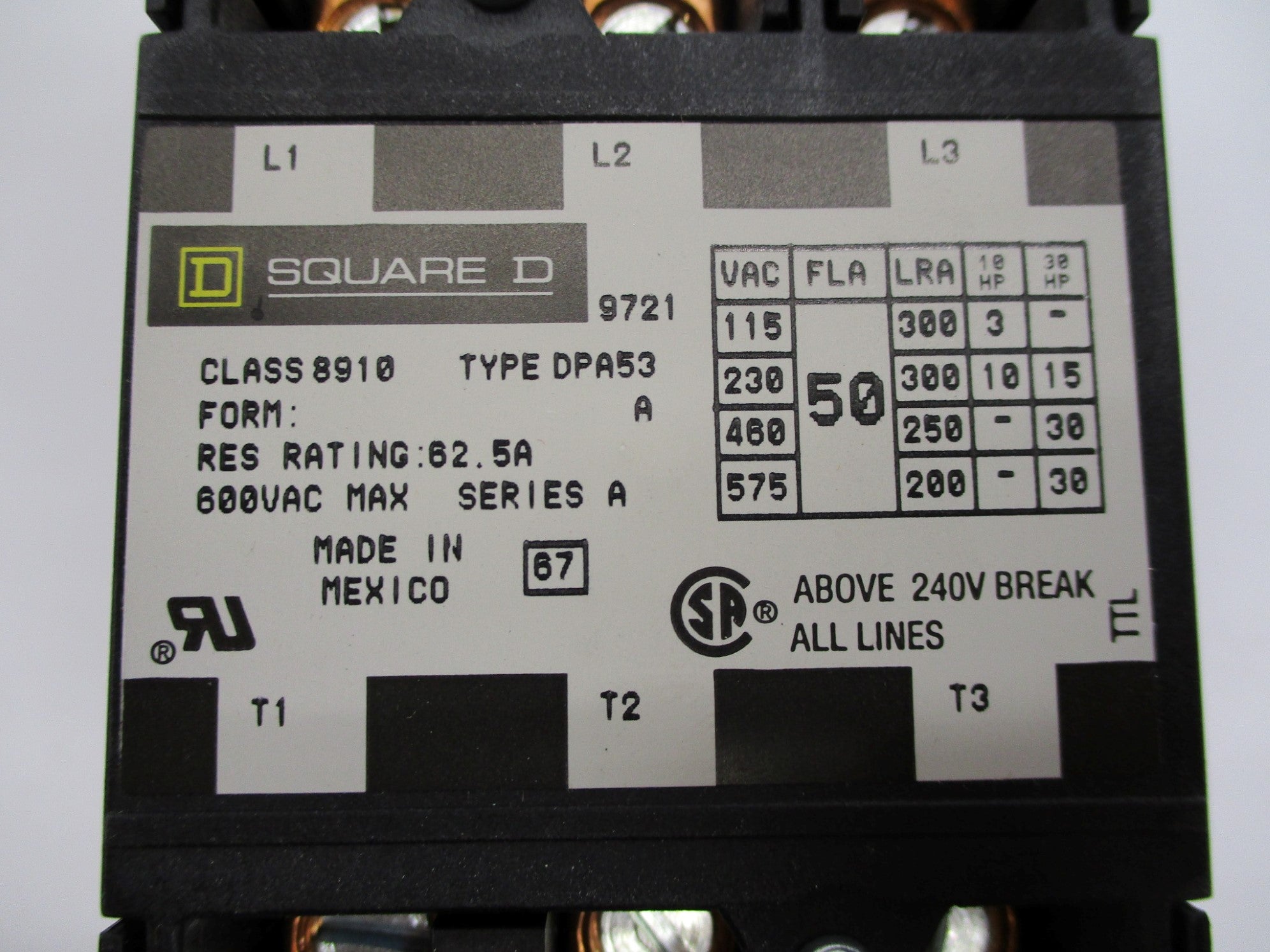 SQUARE D 8910DPA53V02 SER. A 120V NSMP