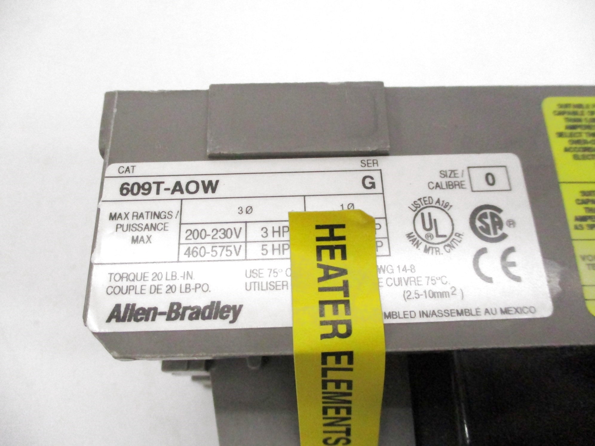 ALLEN BRADLEY 609T-AOW SER. G (BR/WH) NSMP