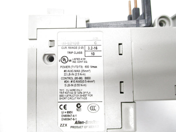 ALLEN BRADLEY 193-ED1DB SER. C 600V 3.2-16A (BR/WH) NSMP