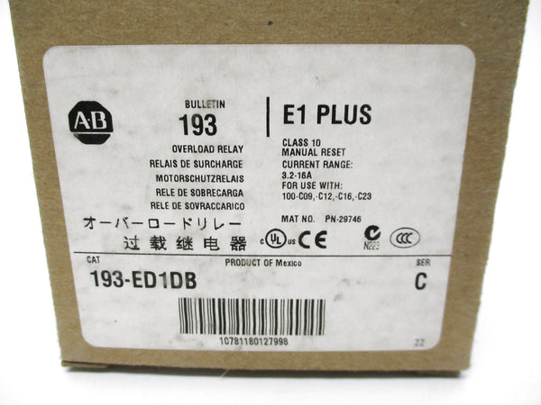ALLEN BRADLEY 193-ED1DB SER. C 600V 3.2-16A (BR/WH) NSMP