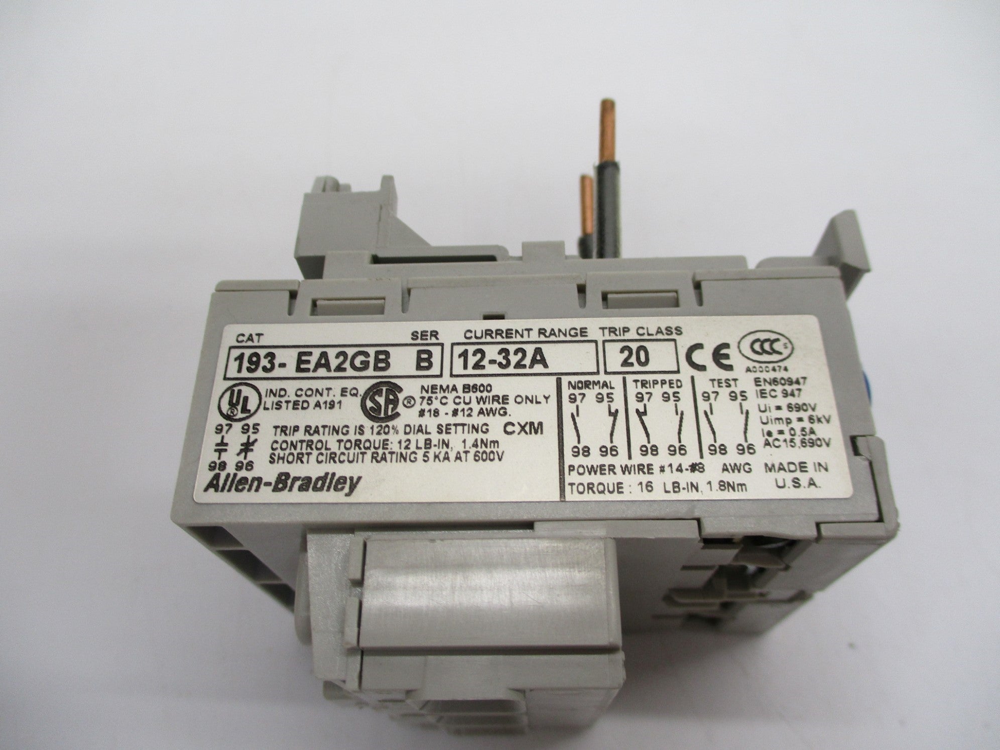 ALLEN BRADLEY 193-EA2GB SER. B 12-32A (BR/WH) NSMP