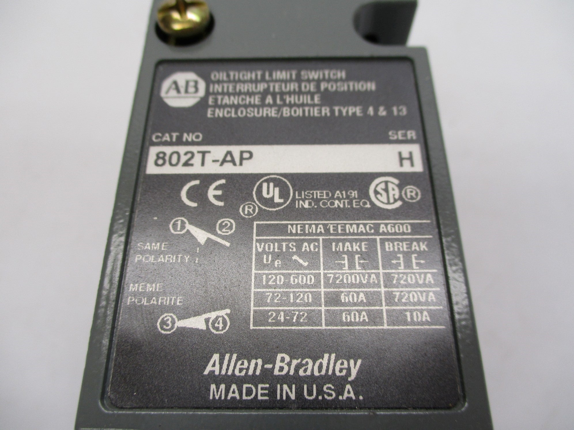 ALLEN BRADLEY 802T-AMP SER. H (GY/BL) (AS PICTURED) NSNP