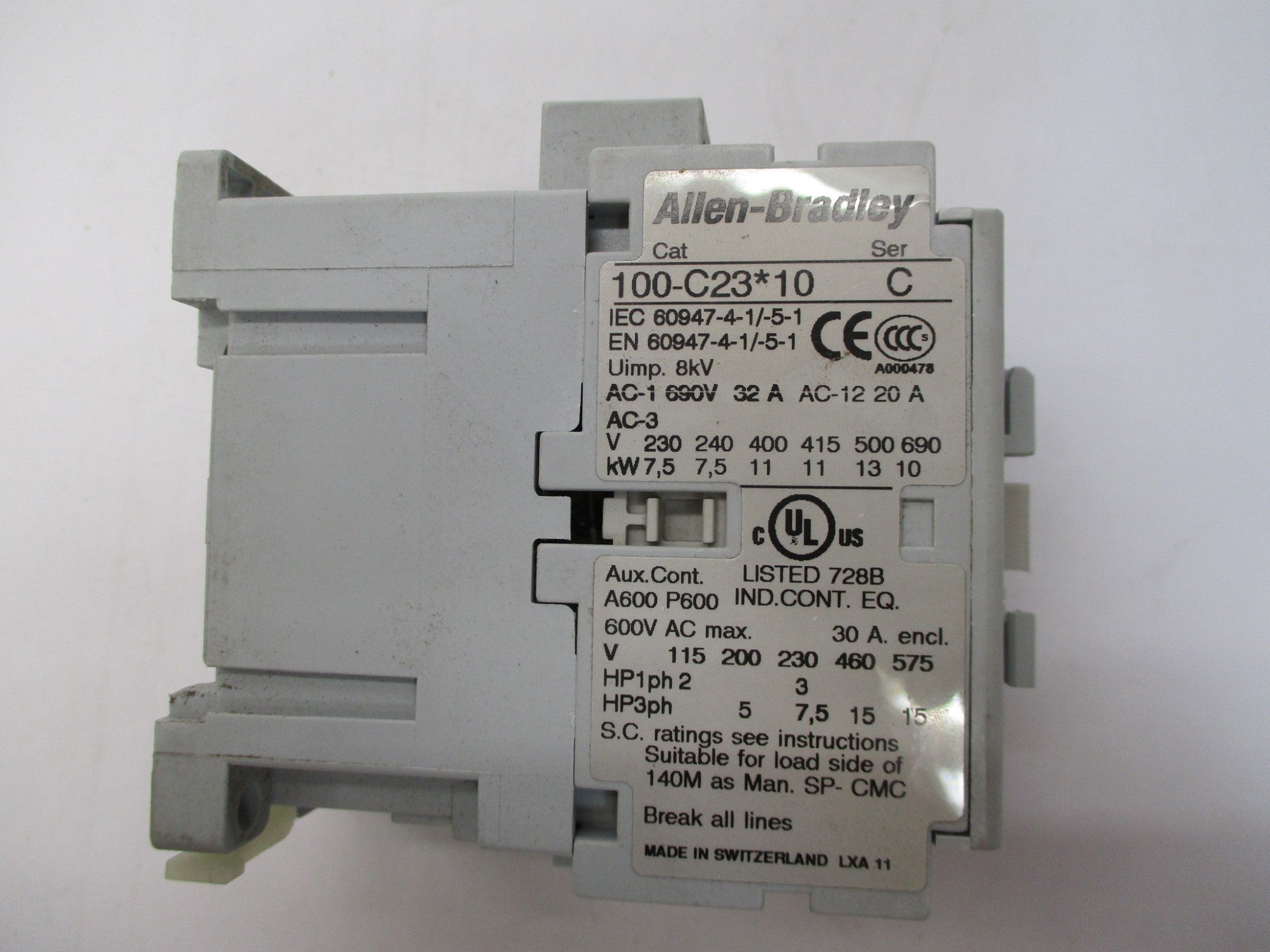 ALLEN BRADLEY 100-C23D10 SER. C (BR/WH) 110/120V NSMP