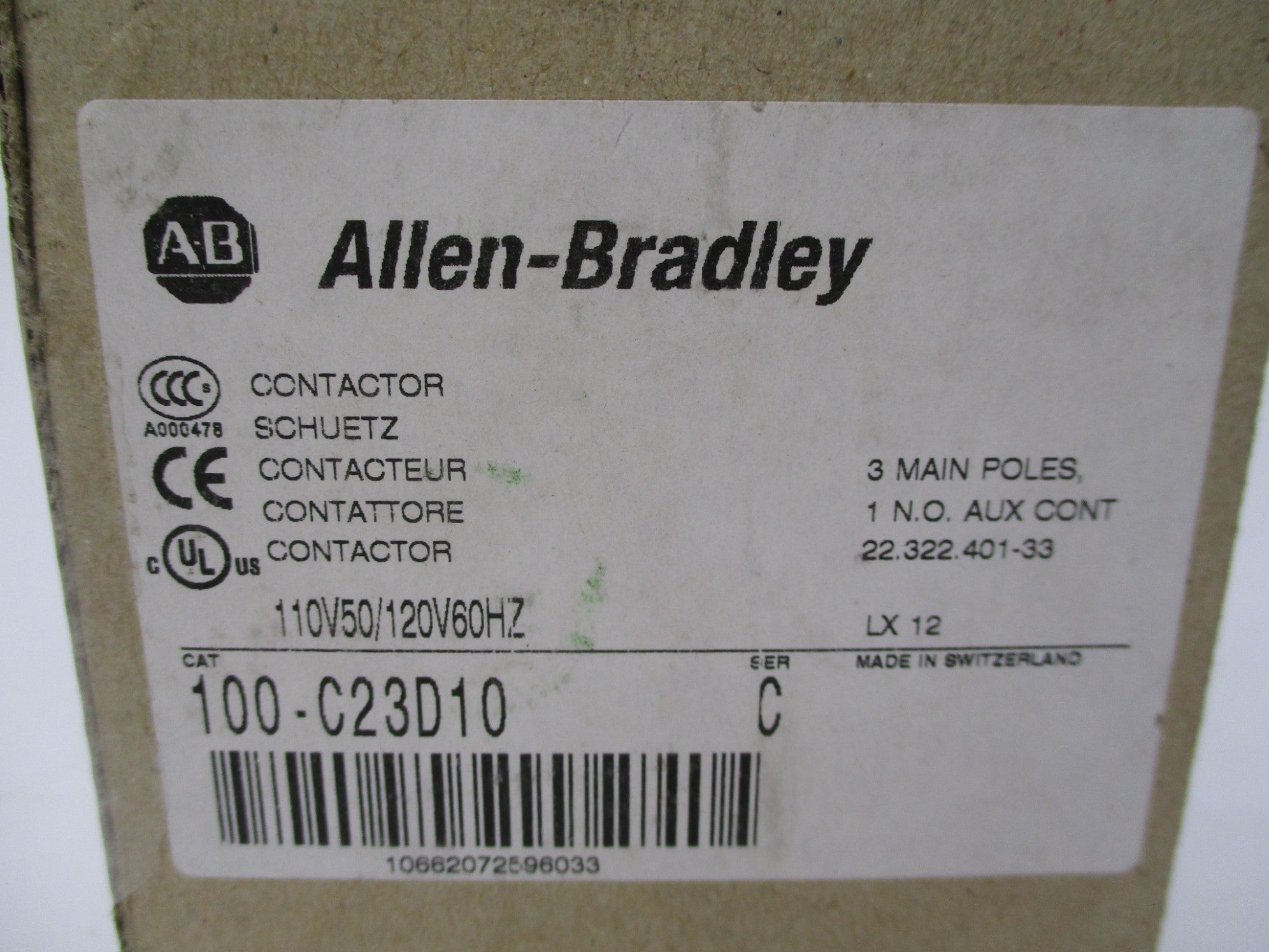 ALLEN BRADLEY 100-C23D10 SER. C (BR/WH) 110/120V NSMP