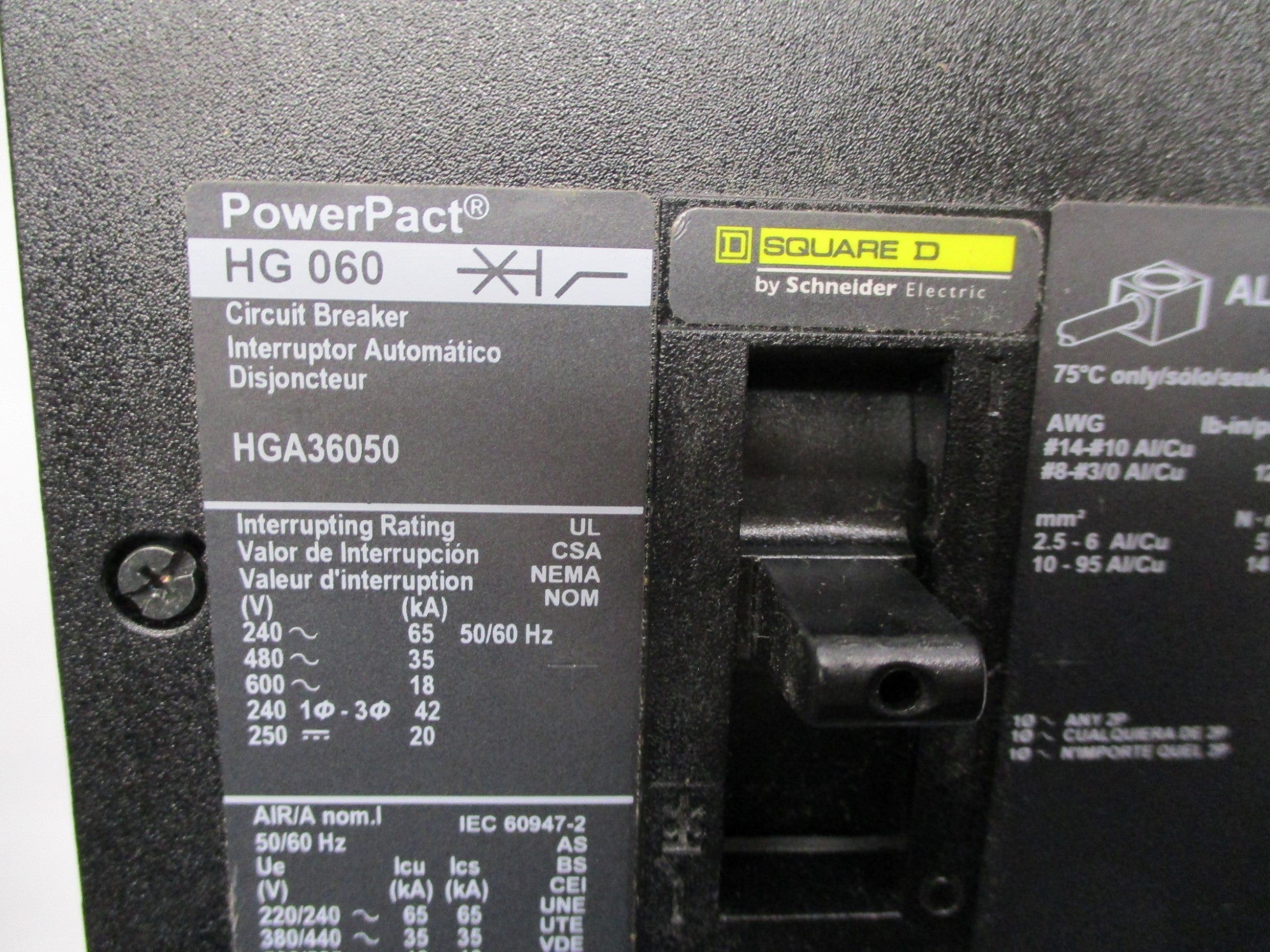 SQUARE D HGA36050 50A 600V NSNP
