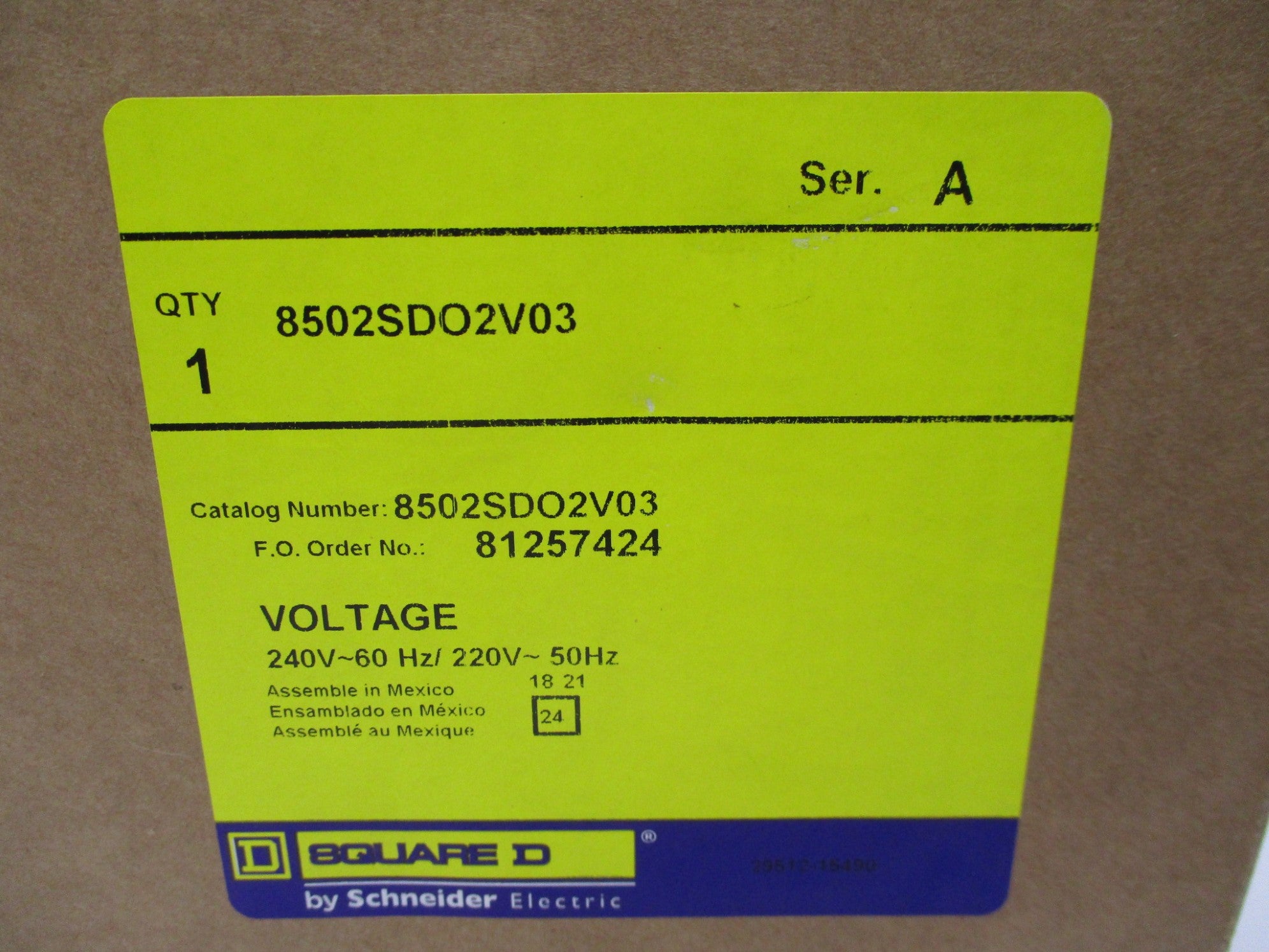 SQUARE D 8502SDO2V03 SER. A 220/240V NSMP