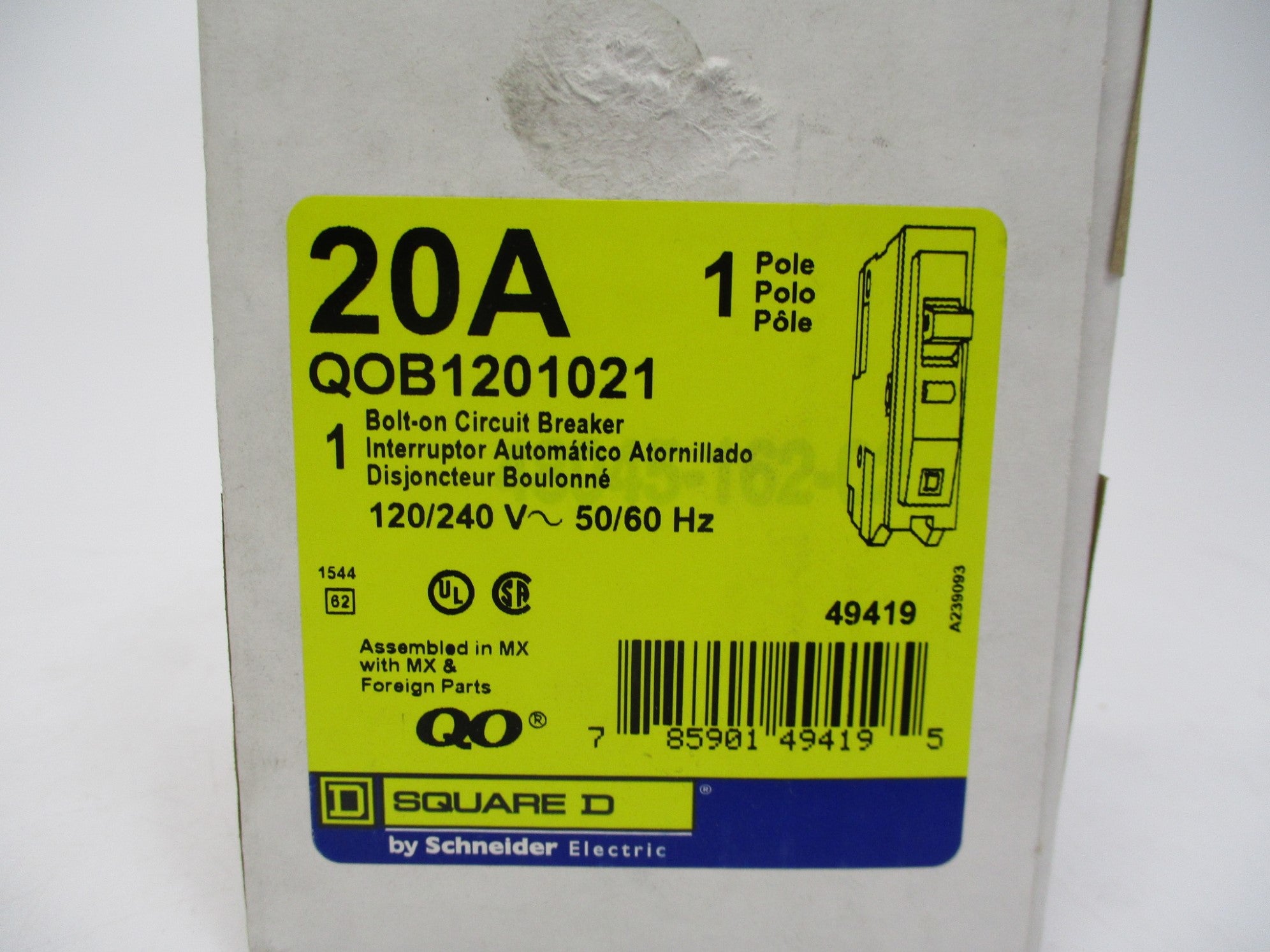 SQUARE D QOB1201021 20A 120/240V NSFS