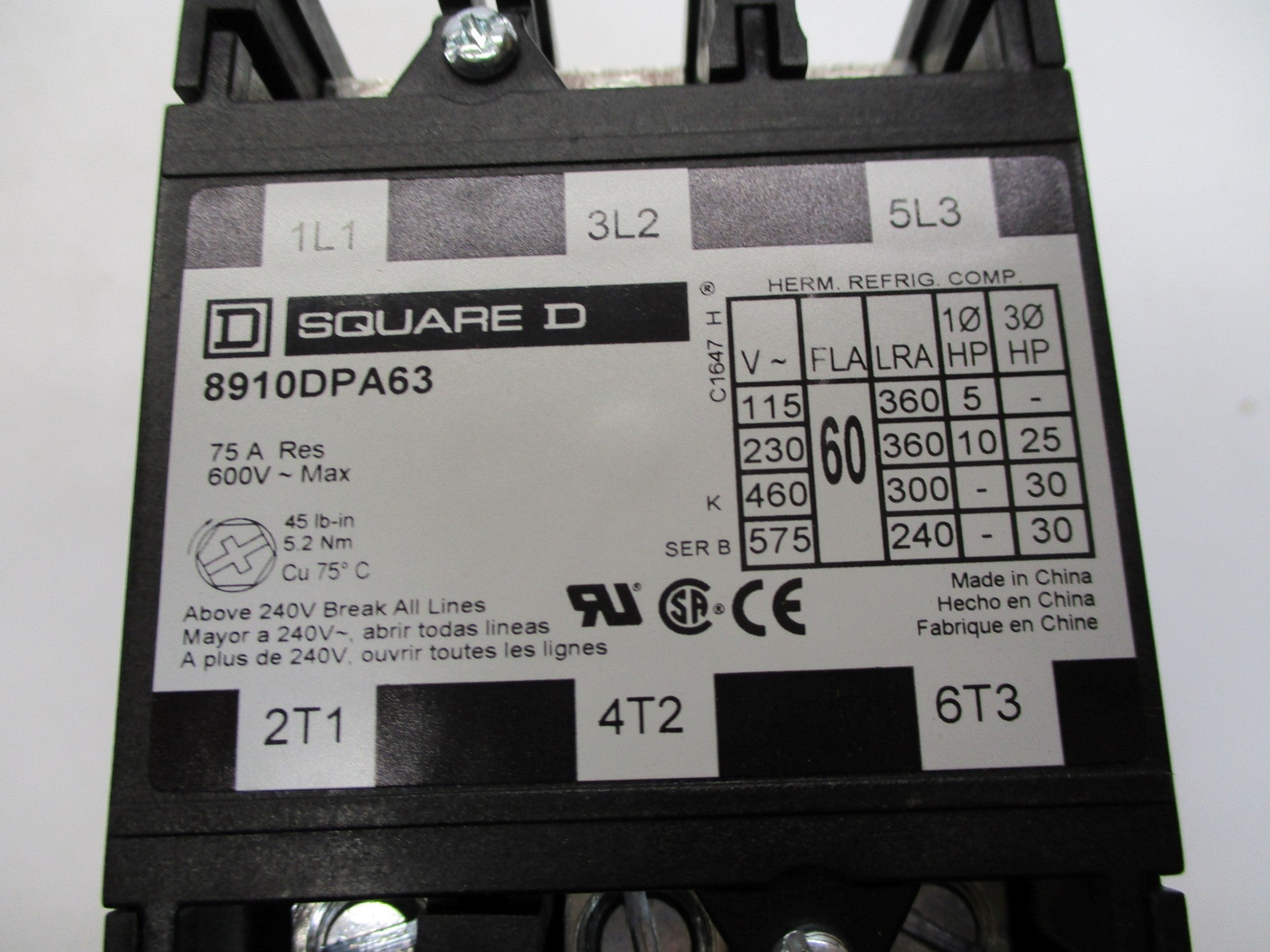 SQUARE D 8910DPA63V06 SER. B 440/480V NSMP