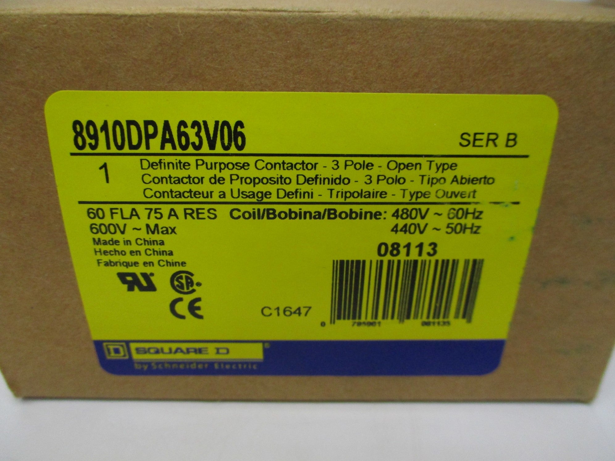 SQUARE D 8910DPA63V06 SER. B 440/480V NSMP