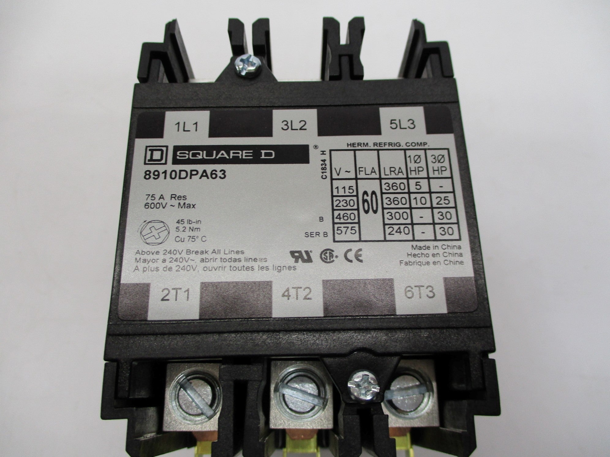 SQUARE D 8910DPA63V09 SER. B 208-240V NSMP