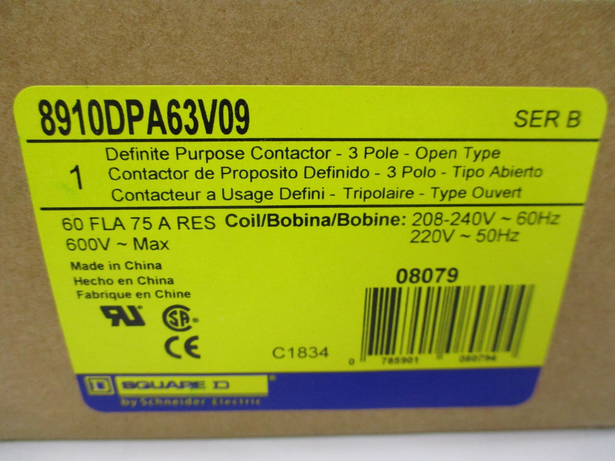 SQUARE D 8910DPA63V09 SER. B 208-240V NSMP