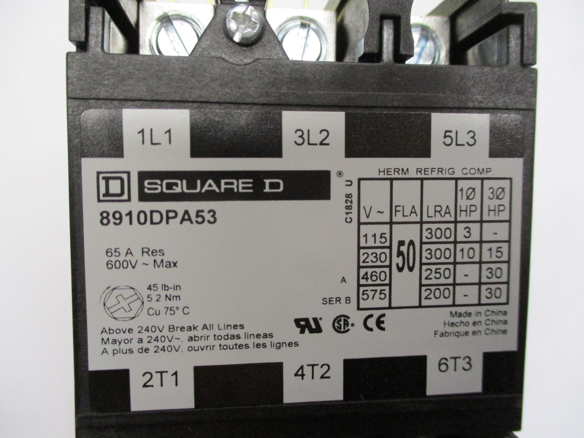 SQUARE D 8910DPA53V02 SER. B 110/120V NSMP