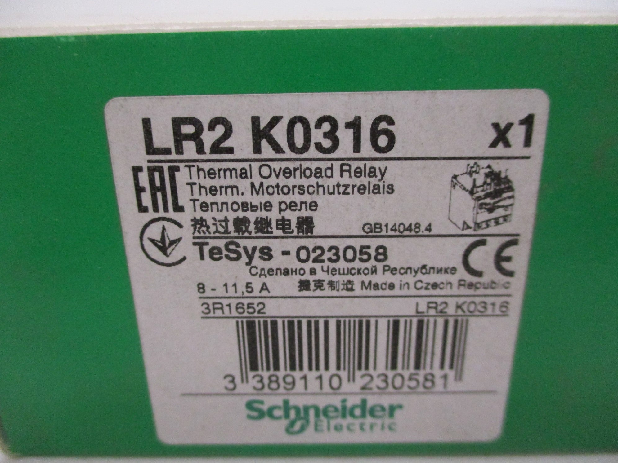 SCHNEIDER ELECTRIC LR2K0316 8-11.5A NSMP