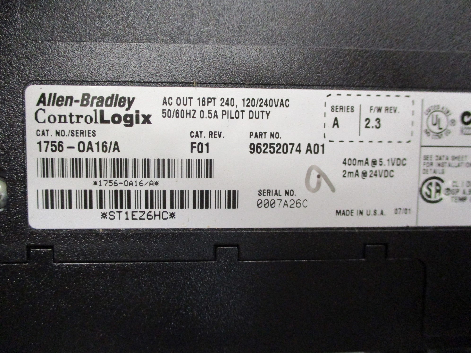 ALLEN BRADLEY 1756-OA16 SER. A F/W: 2.3 UNMP