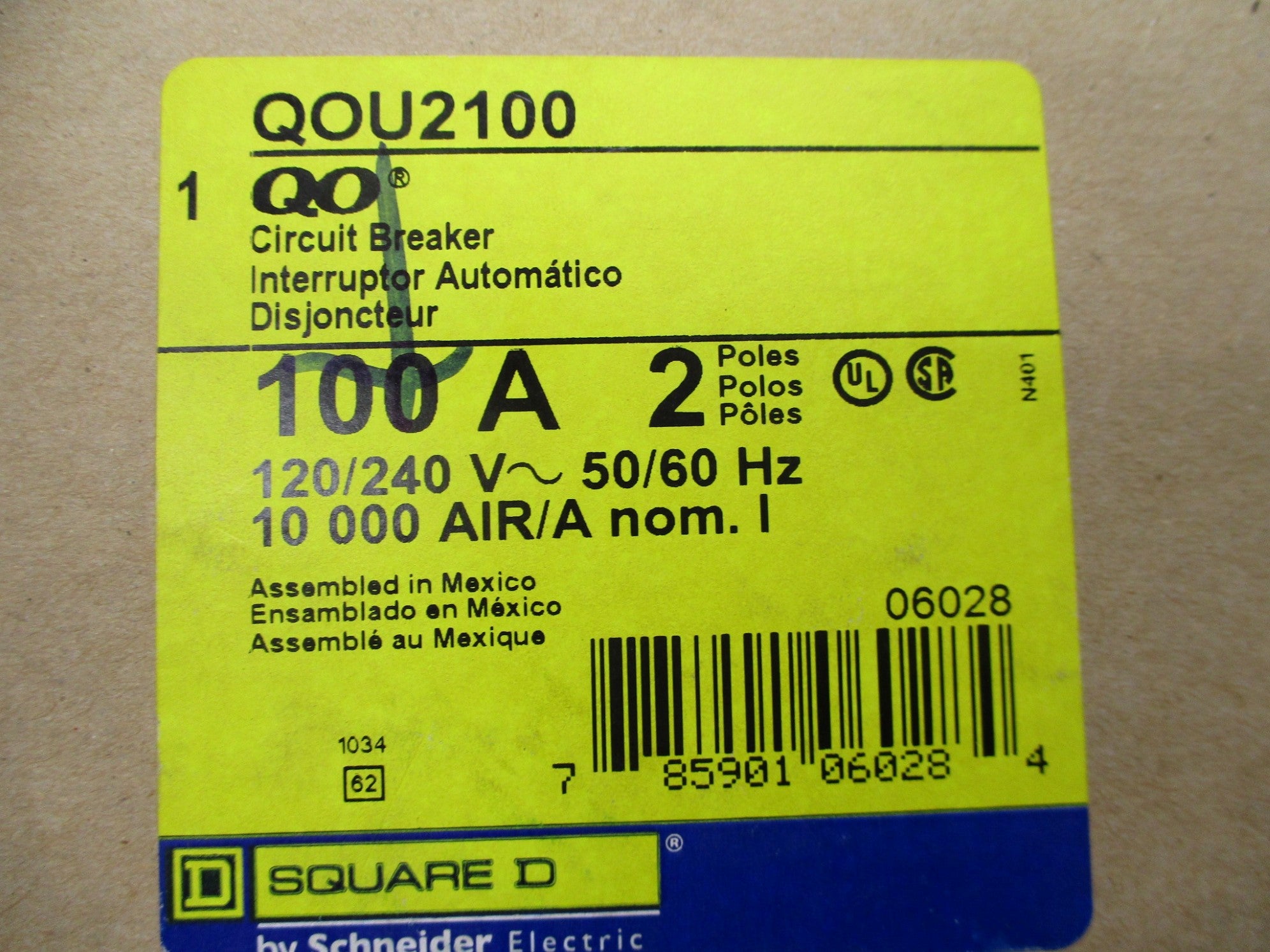 SQUARE D QOU2100 100A 120/240V NSMP