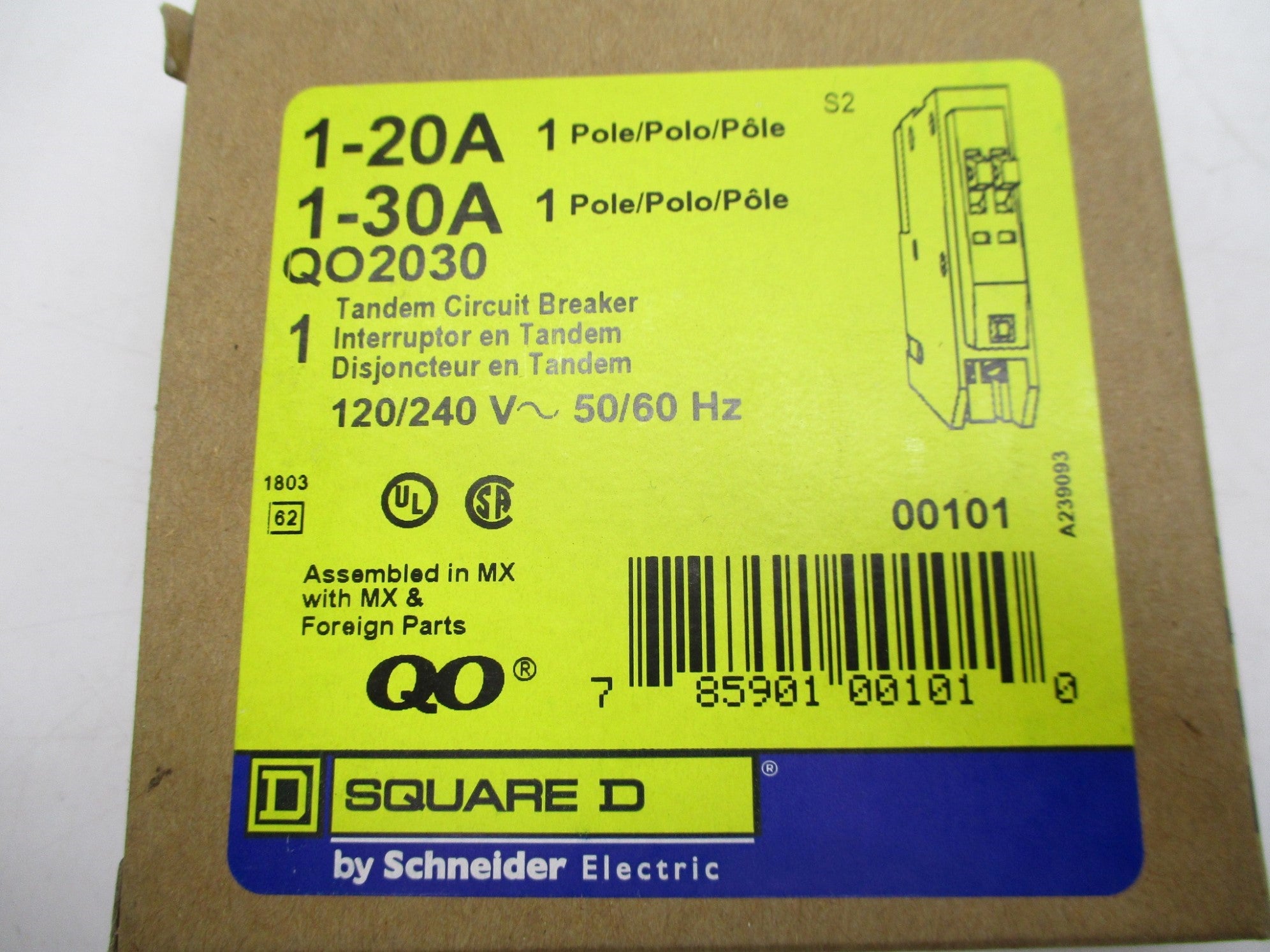 SQUARE D QO2030 20/30A 120/240V NSMP