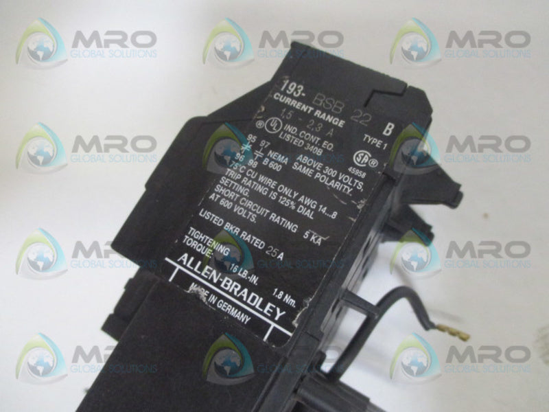 ALLEN BRADLEY 193-BSB22 OVERLOAD RELAY SER. B UNMP