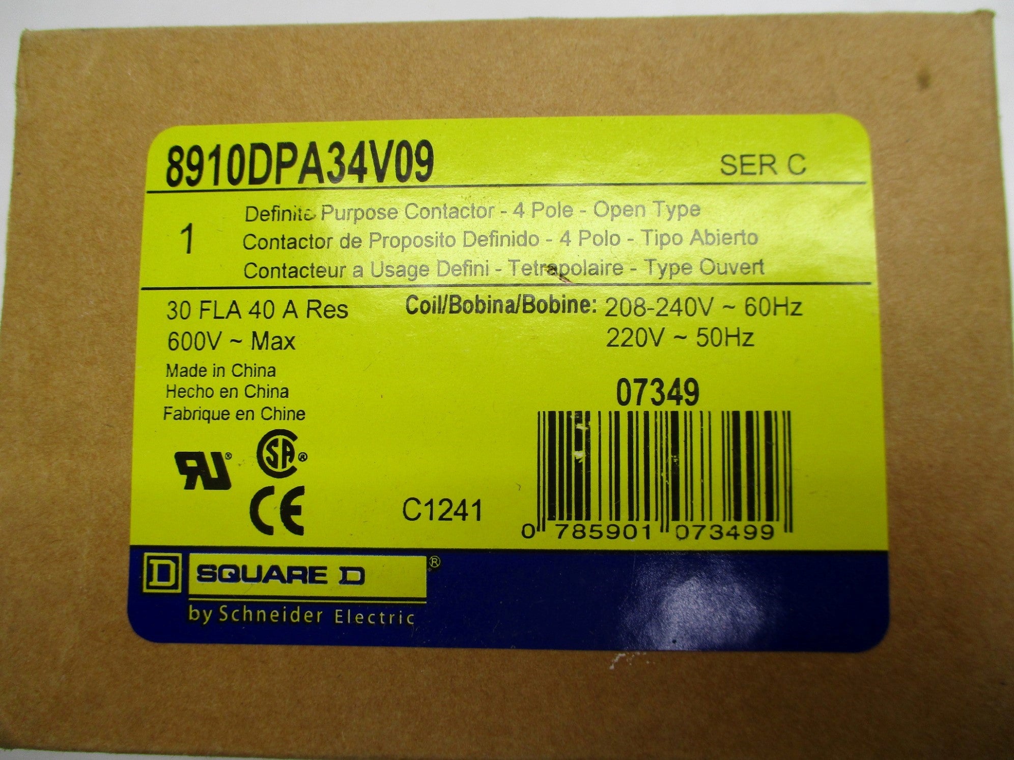 SQUARE D 8910DPA34V09 SER. C 208-240V NSMP