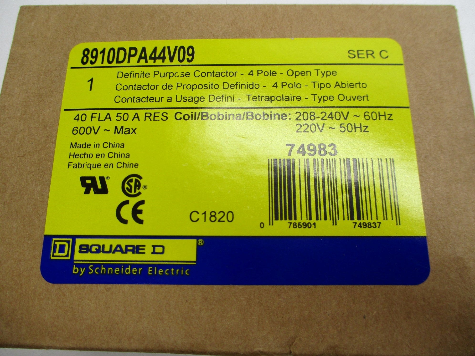SQUARE D 8910DPA44V09 SER. C 208-240V (AS PICTURED) NSMP