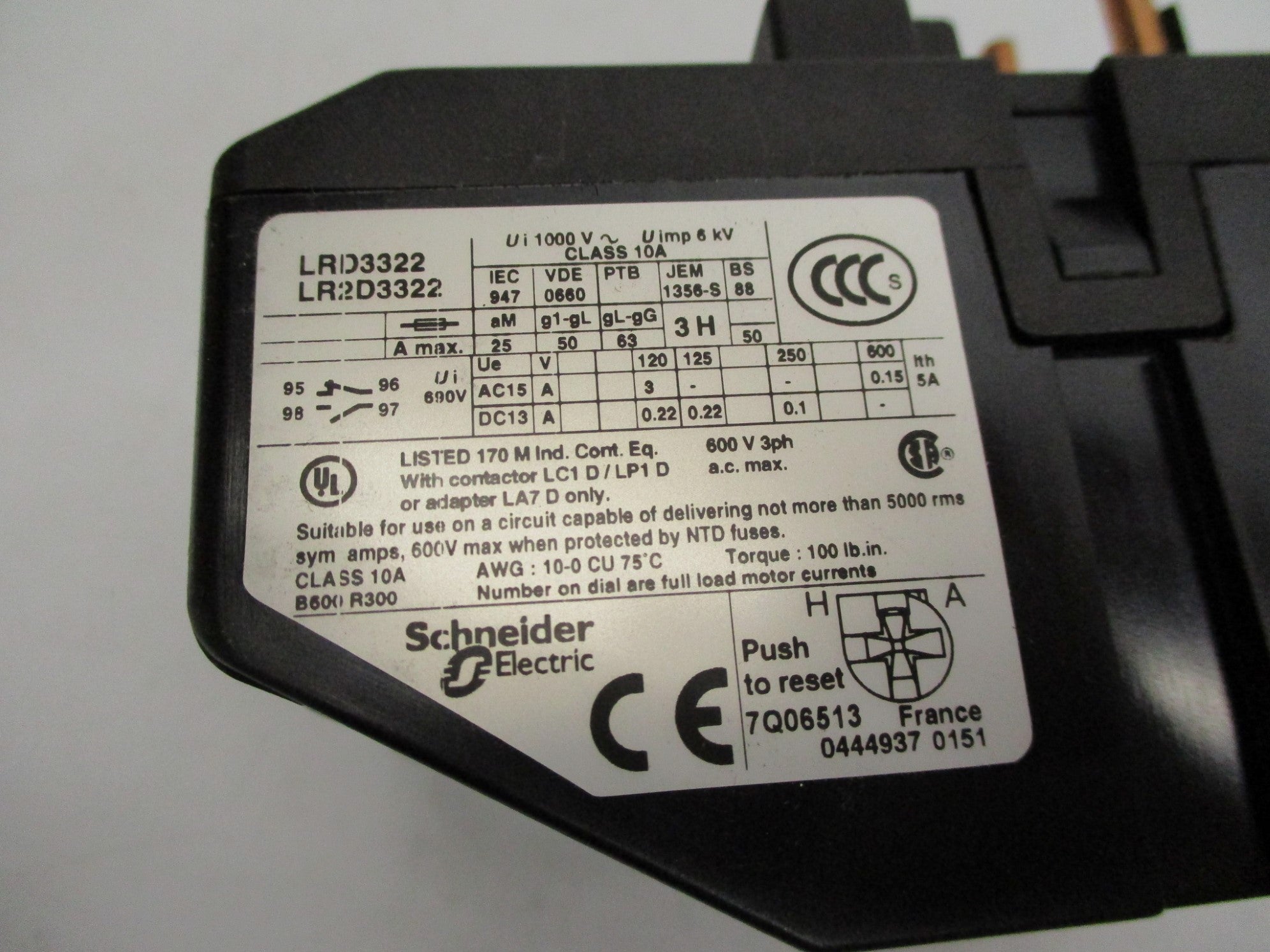 TELEMECANIQUE LRD3322 17-25A NSMP