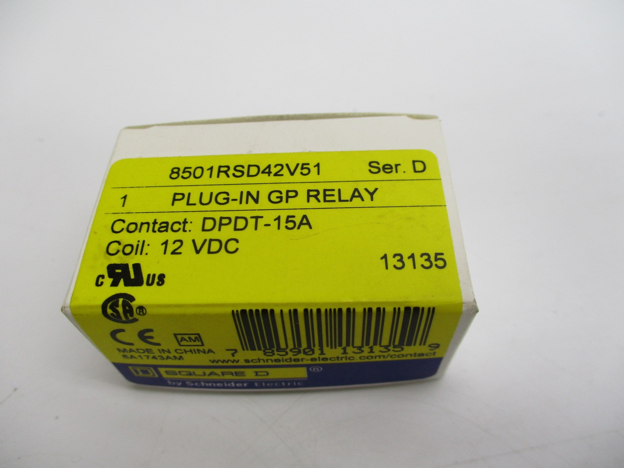SQUARE D 8501RSD42V51 SER. D 12VDC NSMP