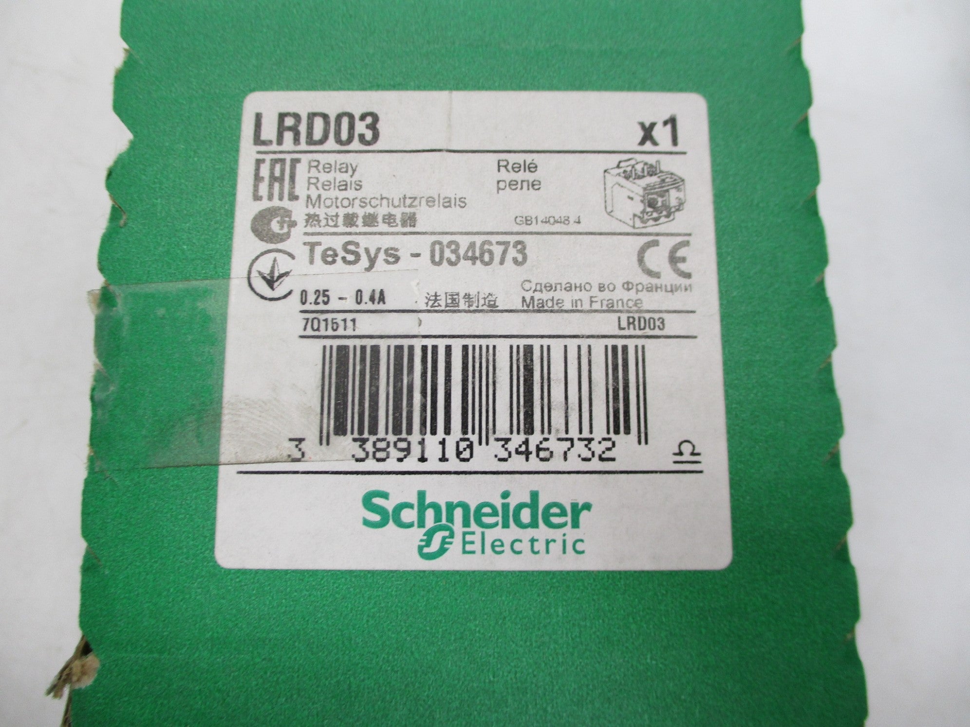SCHNEIDER ELECTRIC LRD03 0.25-0.4A NSMP