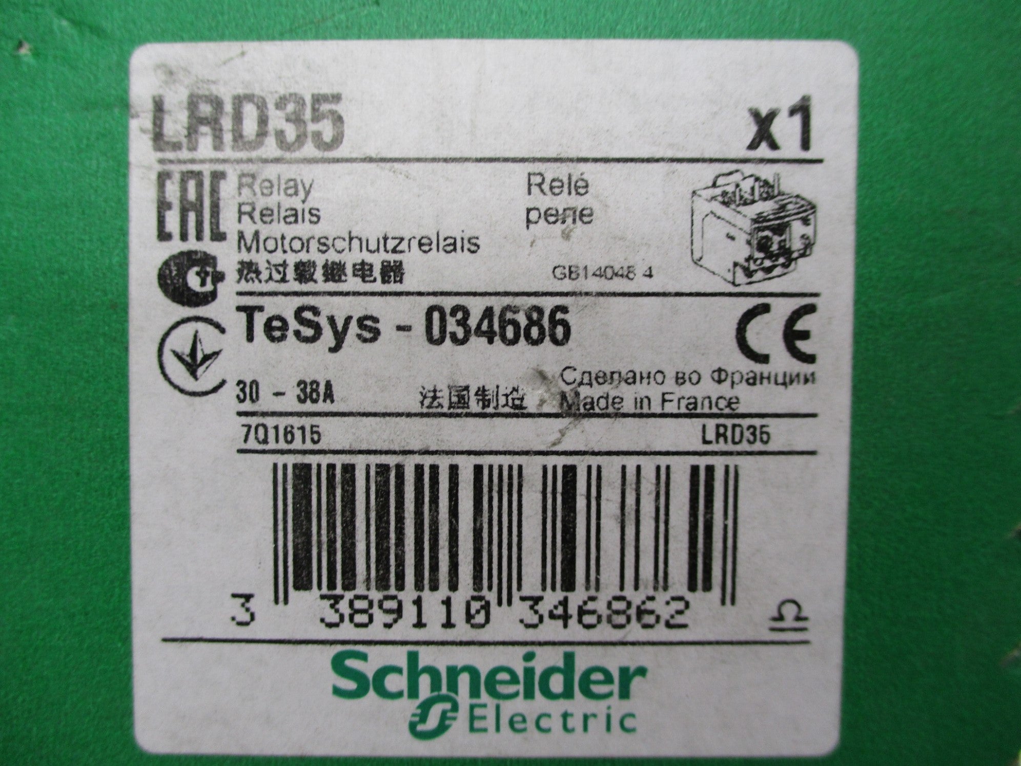 SCHNEIDER ELECTRIC LRD35 690V 30-38A NSMP