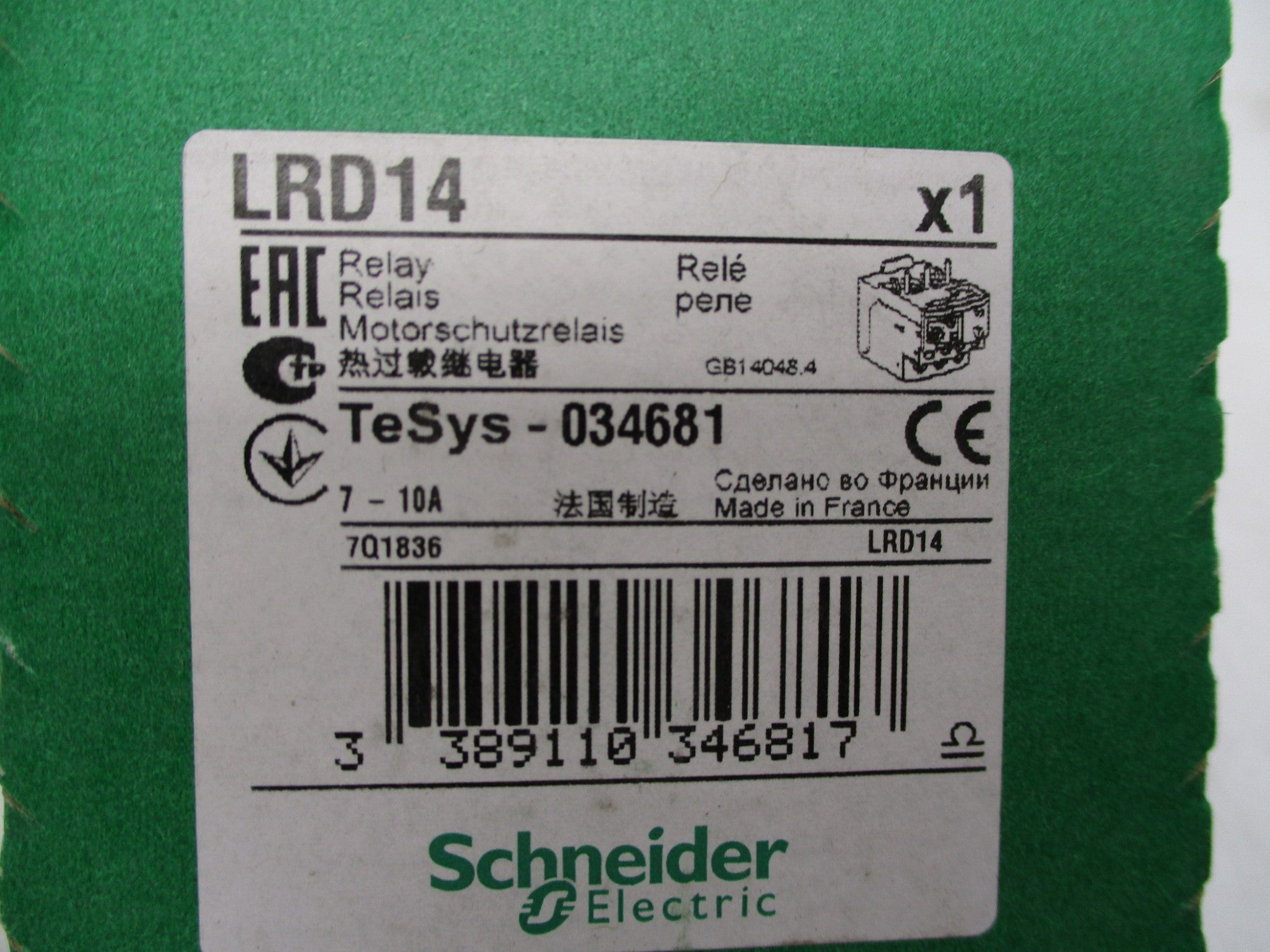 SCHNEIDER ELECTRIC LRD14 7-10A NSFS