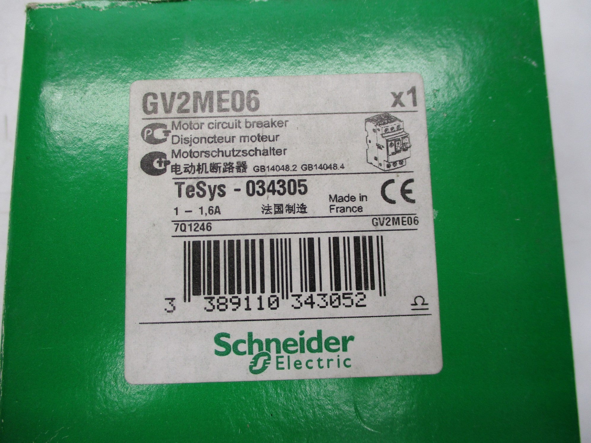SCHNEIDER ELECTRIC GV2ME06 1-1.6A NSMP