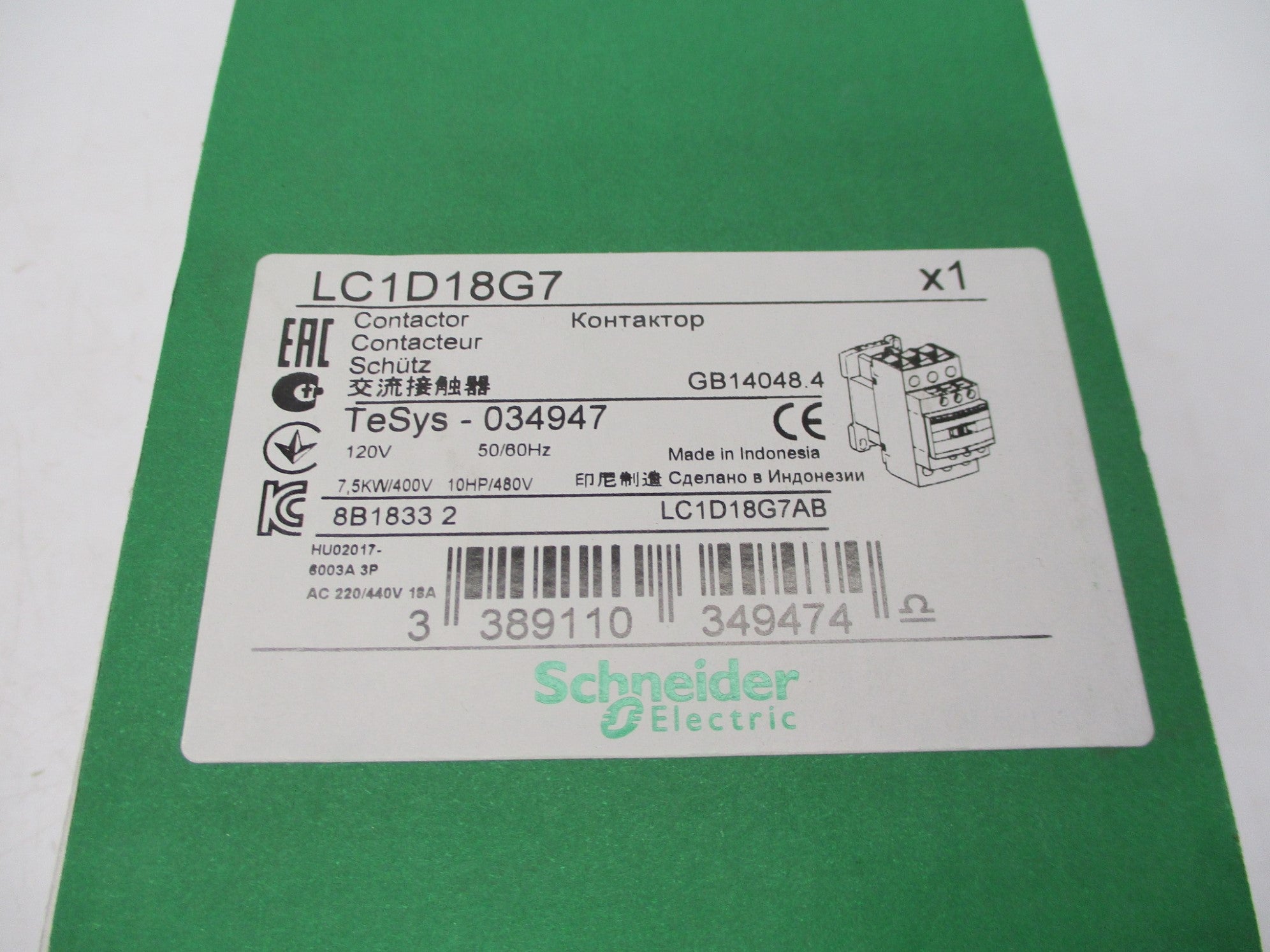 SCHNEIDER ELECTRIC LC1D18G7 120V NSMP
