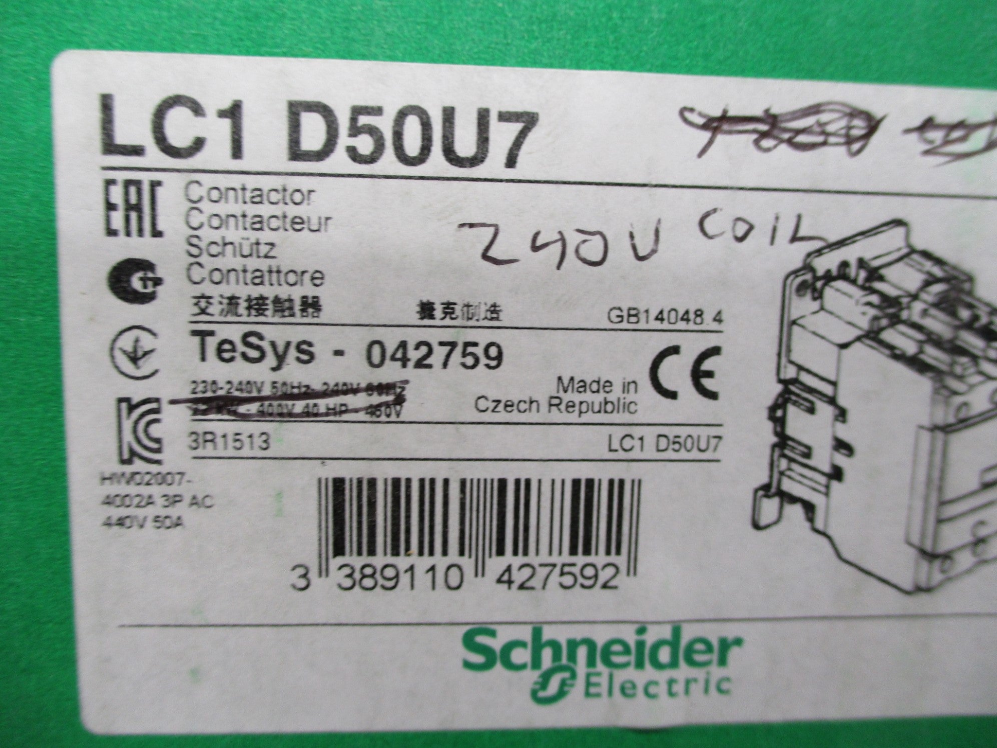 SCHNEIDER ELECTRIC LC1D50U7 230-240V NSMP