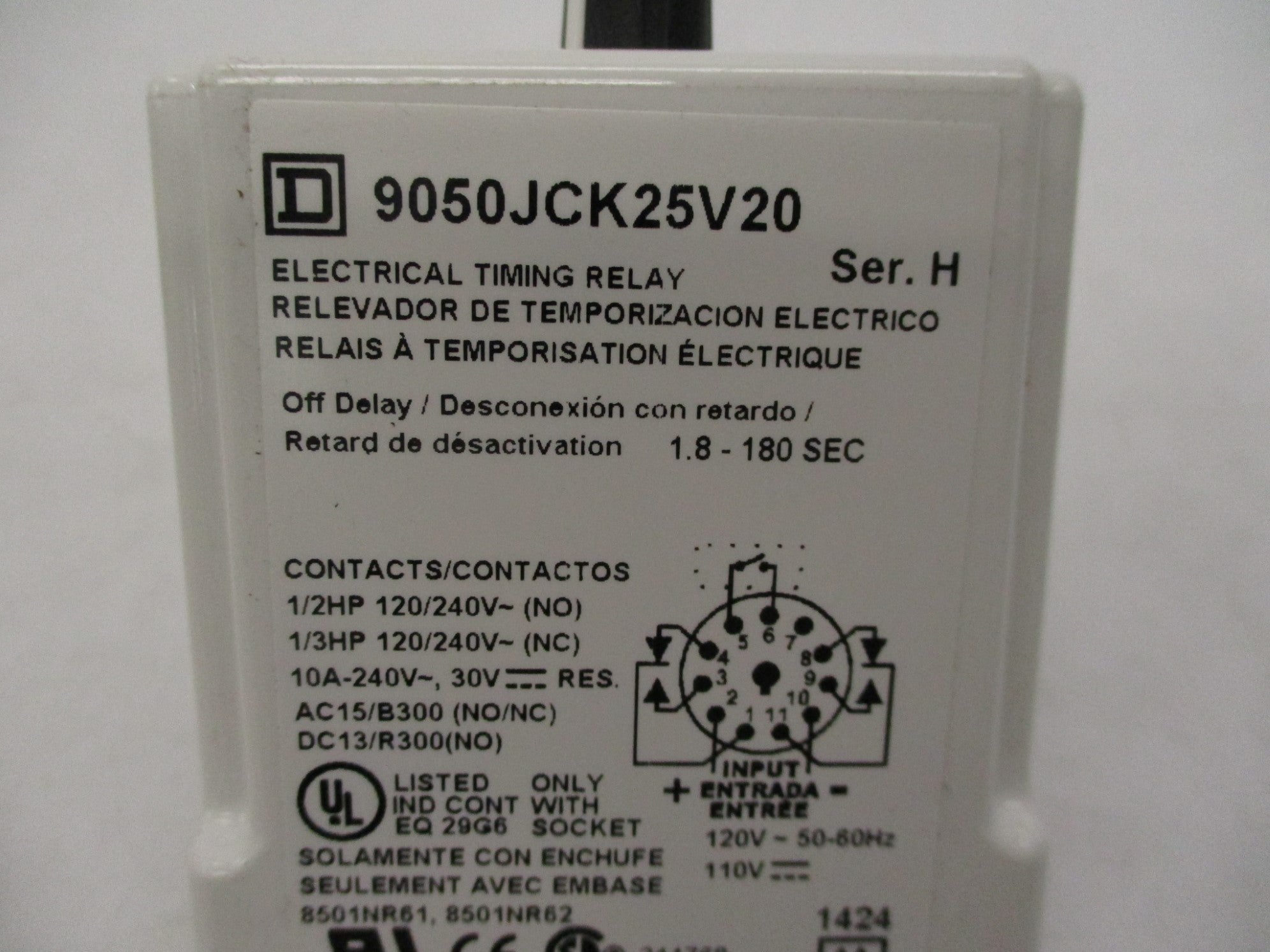 SQUARE D 9050JCK25V20 SER. H 120V NSMP