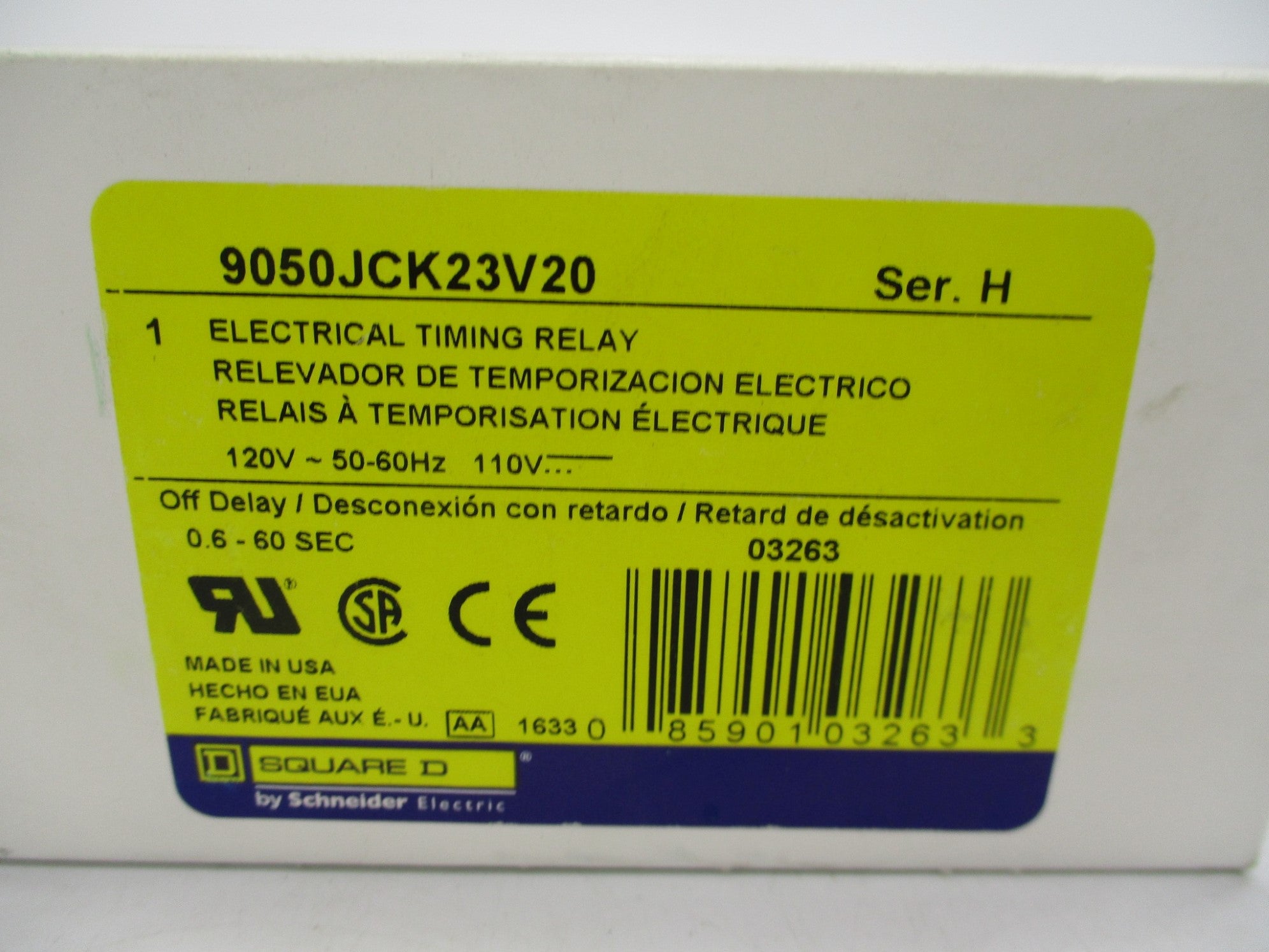 SQUARE D 9050JCK23V20 SER. H 120V NSMP