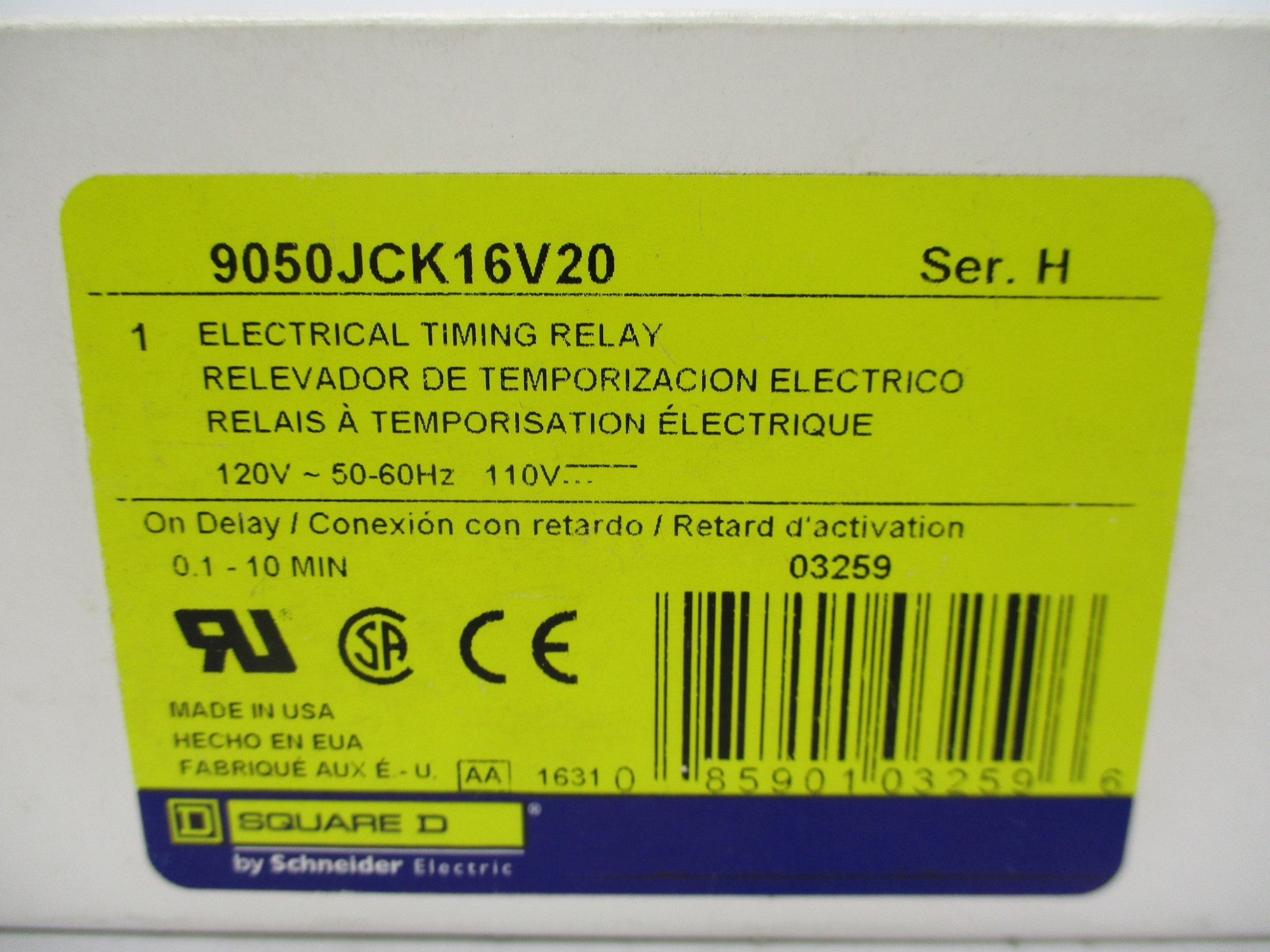 SQUARE D 9050JCK16V20 SER. H 120V NSMP