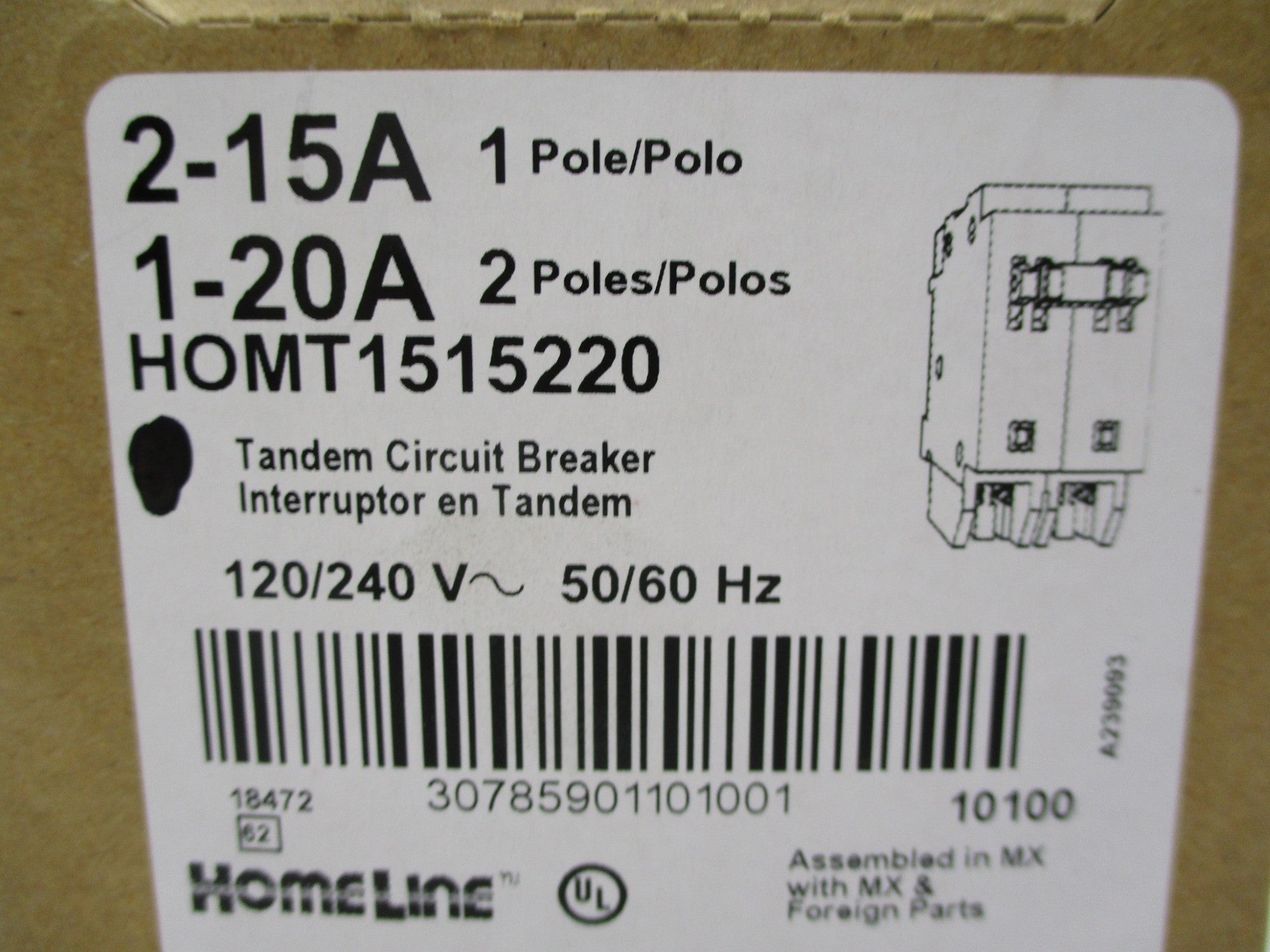 SQUARE D HOMT1515220 45A 120/240V NSMP