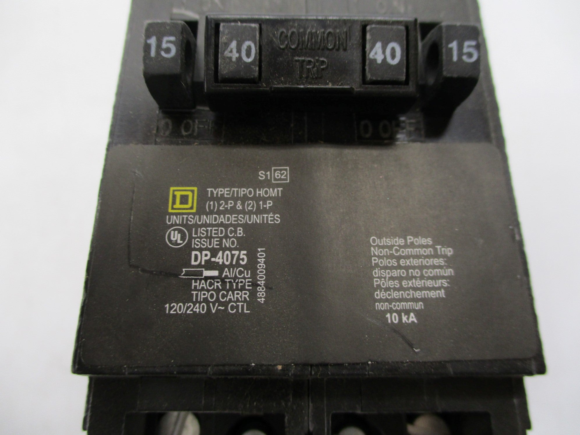 SQUARE D HOMT1515240  15/40A 120/240V NSNP