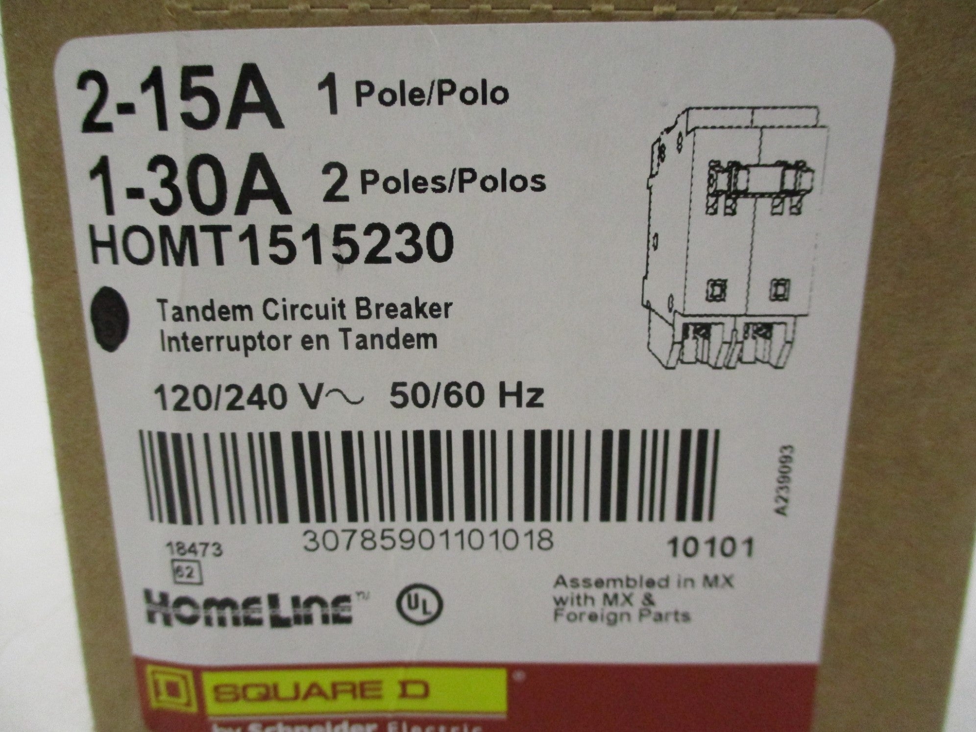 SQUARE D HOMT1515230  15/30A 120/240V NSNP