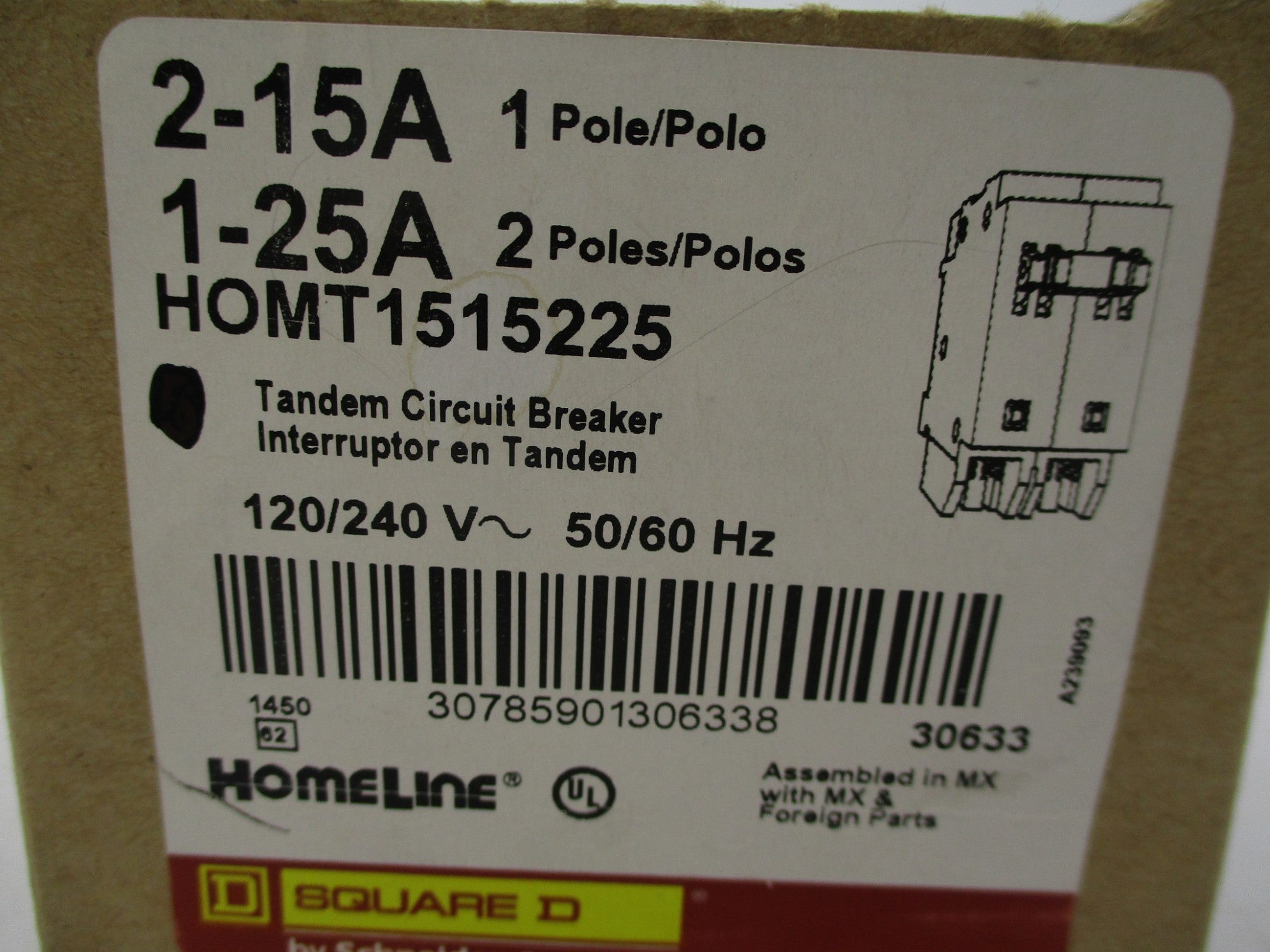 SQUARE D HOMT1515225 15/25A 120/240V NSNP