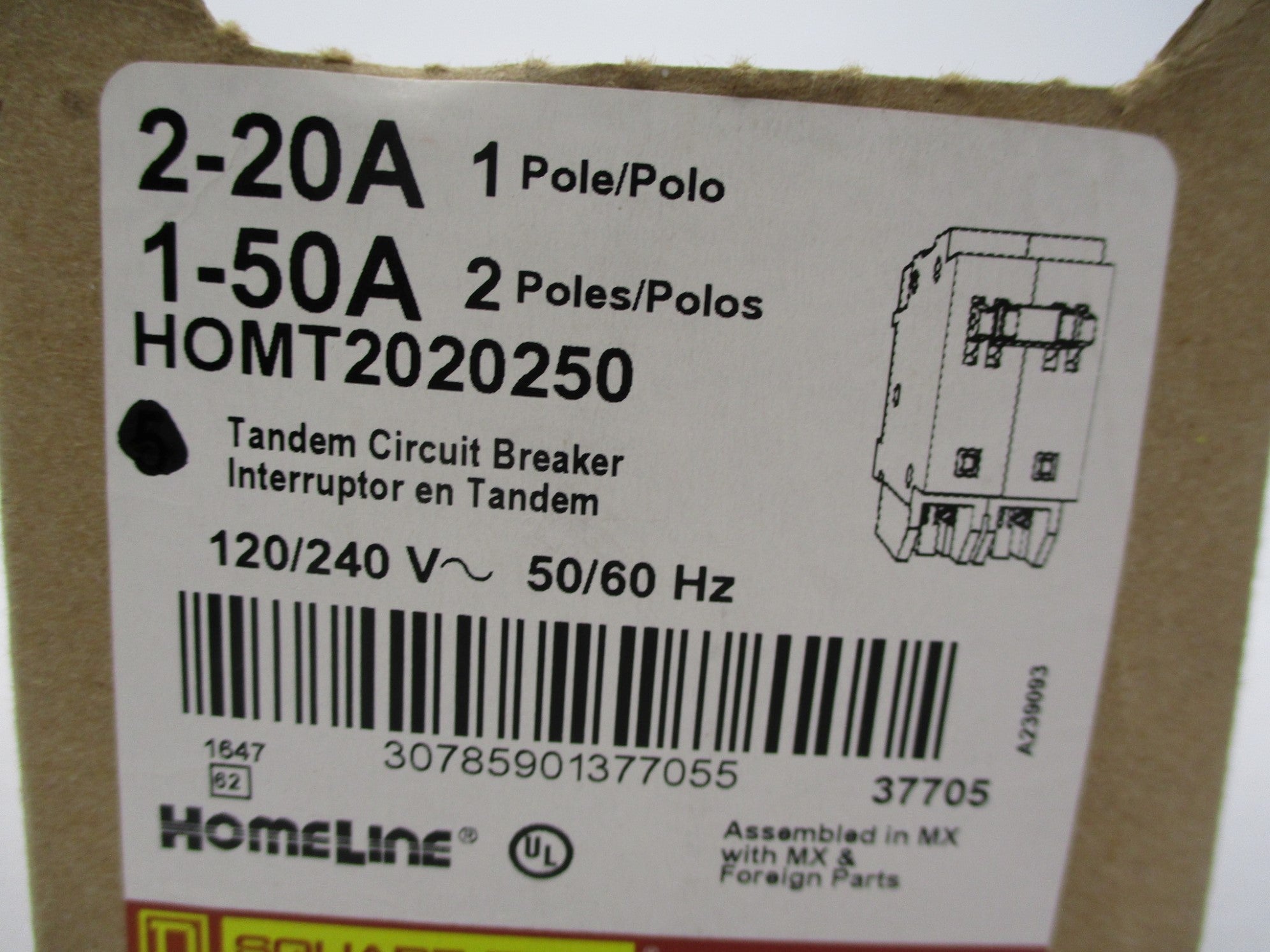 SQUARE D HOMT2020250 20/50A 120/240V NSMP