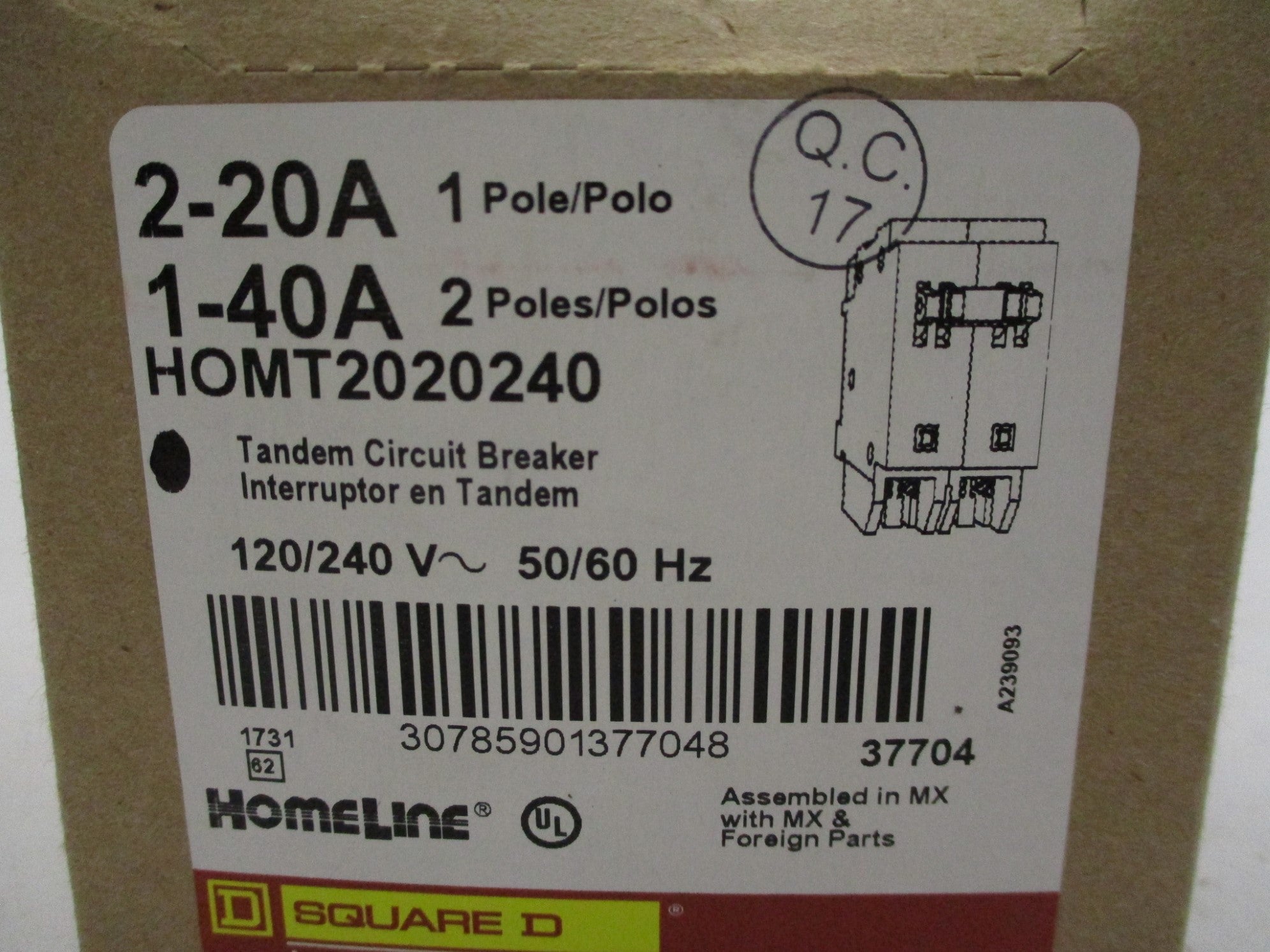 SQUARE D HOMT2020240 20/40A 120/240V NSMP